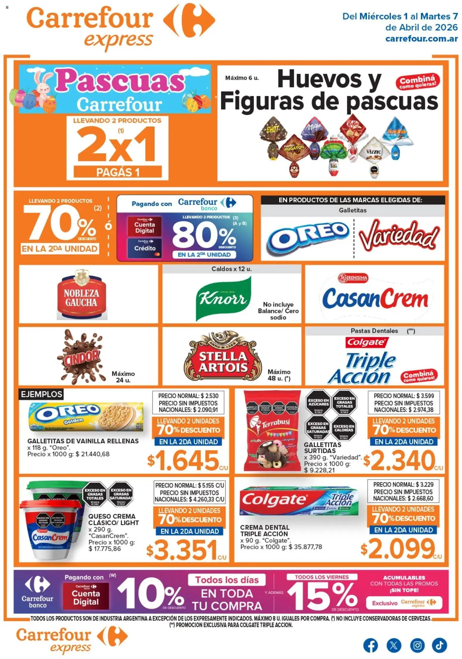 Carrefour Express ofertas │ válido desde el 01.04.2026 | Página: 1 | Productos: Banco, Galletitas, Huevos, Crema