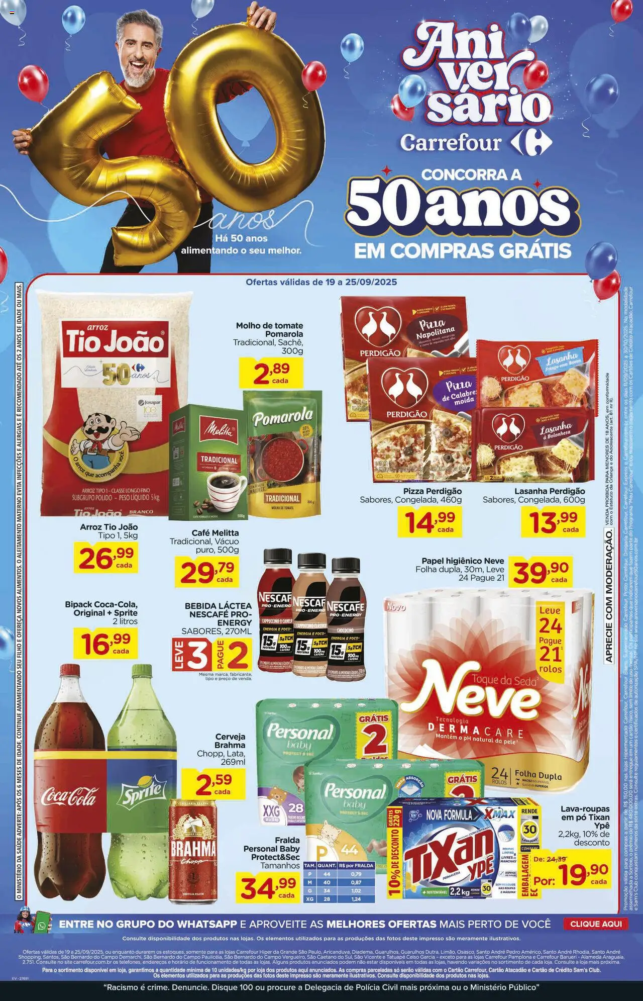 Carrefour Folheto - válido de 19.09.2025 | Página: 1 | Produtos: Pó, Café, Cerveja, Papel higiênico