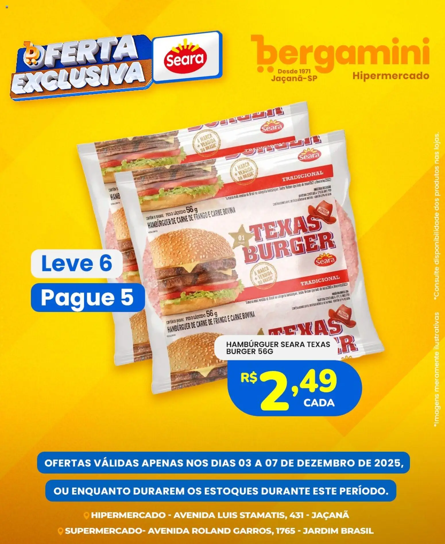 Supermercado Bergamini Folheto - válido de 03.12.2025 | Página: 6 | Produtos: Carne de frango, Carne, Hambúrguer, Frango