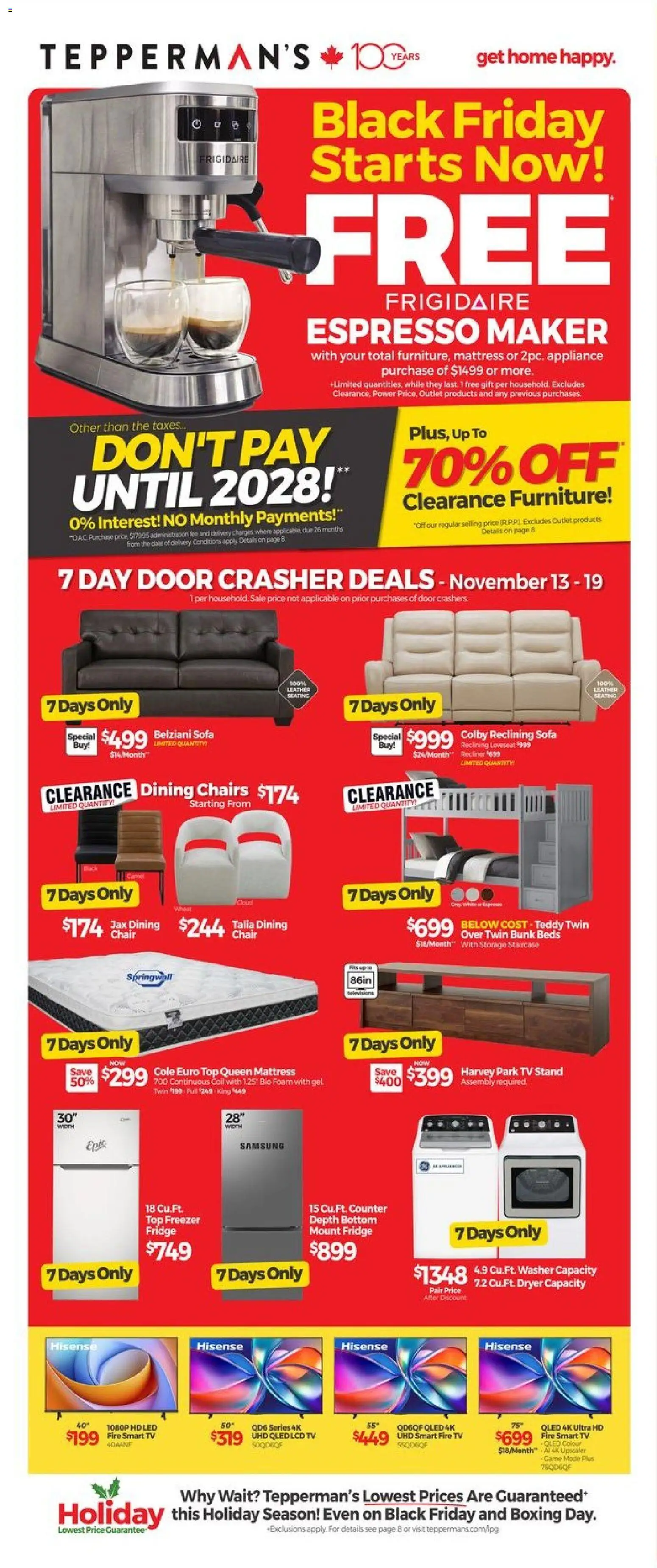 Tepperman's flyer valid from 13.11.2025 | Page: 3 | Products: Freezer, Dryer, Mattress, Chair