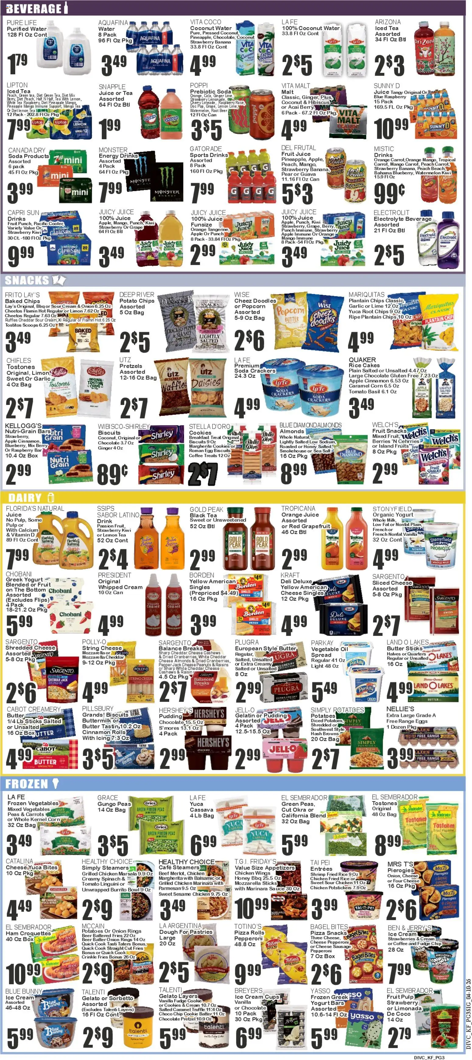 Key Food Weekly Ad - valid from 10.04.2026 | Page: 3 | Products: Chips, Kiwi, Raisins, Vegetables