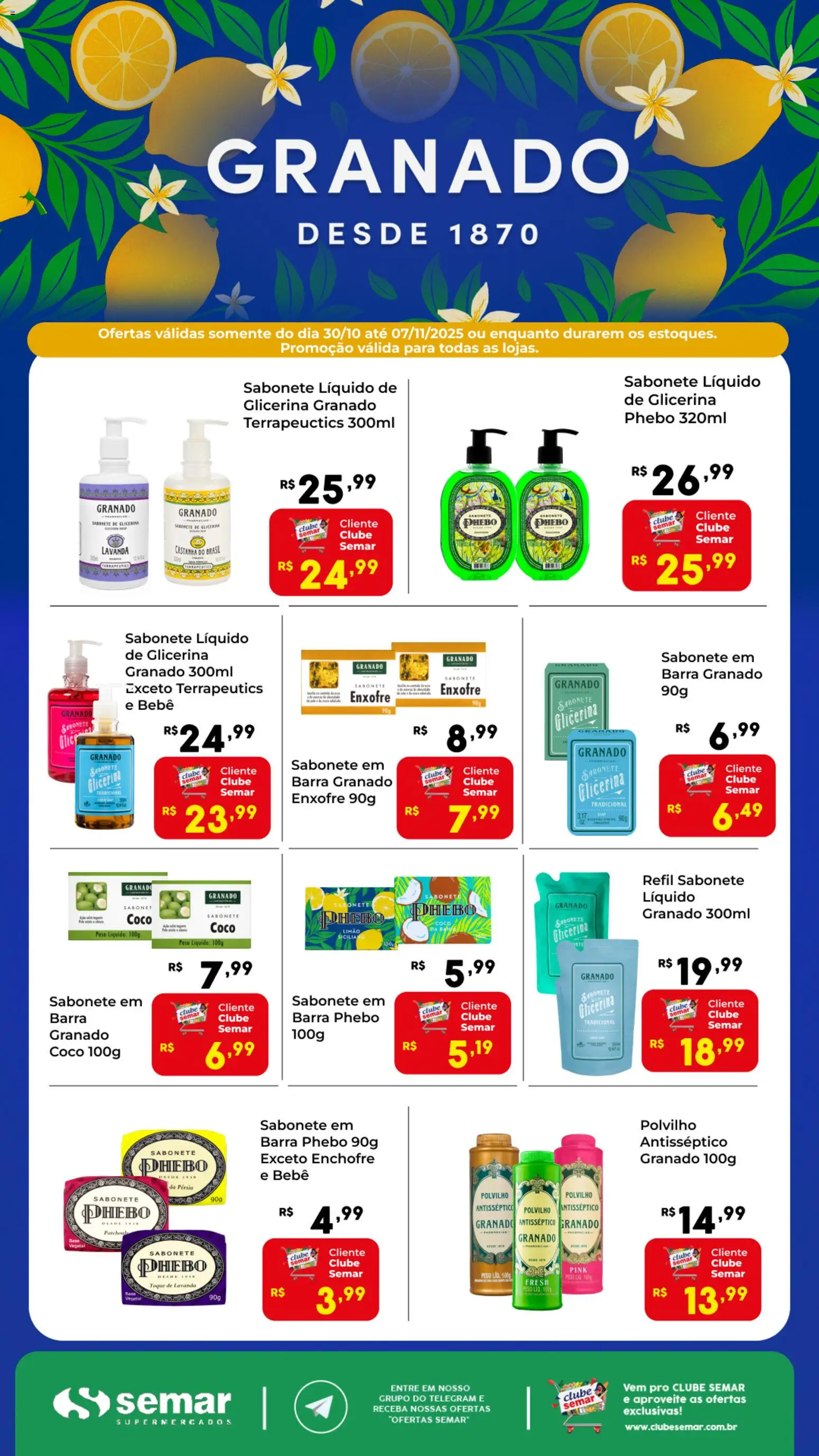 Semar Supermercado Folheto - válido de 30.10.2025 | Página: 1 | Produtos: Coco, Polvilho, Base, Sabonete líquido