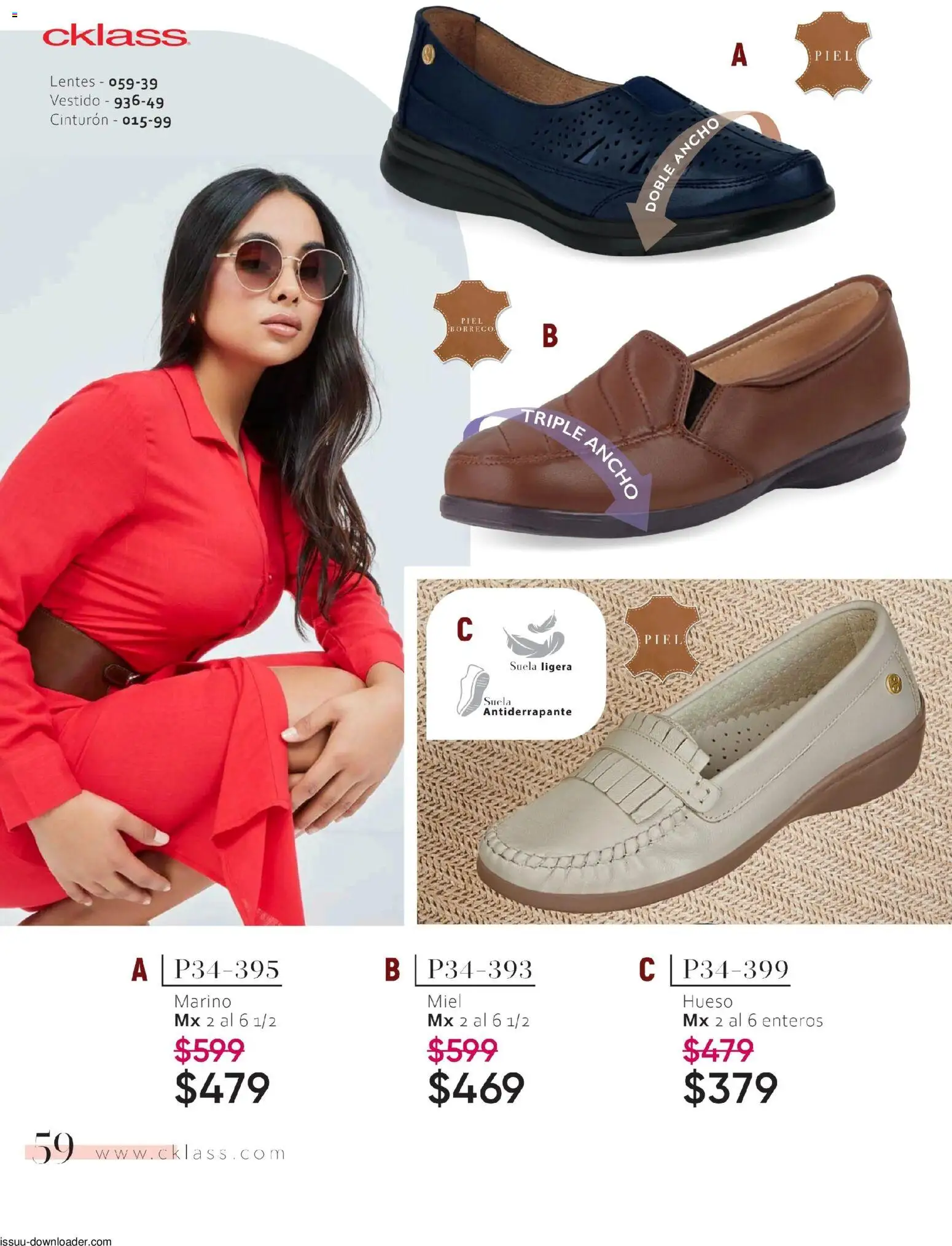 Nuevas ofertas de Cklass válidas en toda la República Mexicana desde el 26.01.2026. ¡Encuentra las mejores ofertas en Cklass catálogo Especial Calzado! | Página: 60 | Productos: Lentes, Cinturón, Vestido