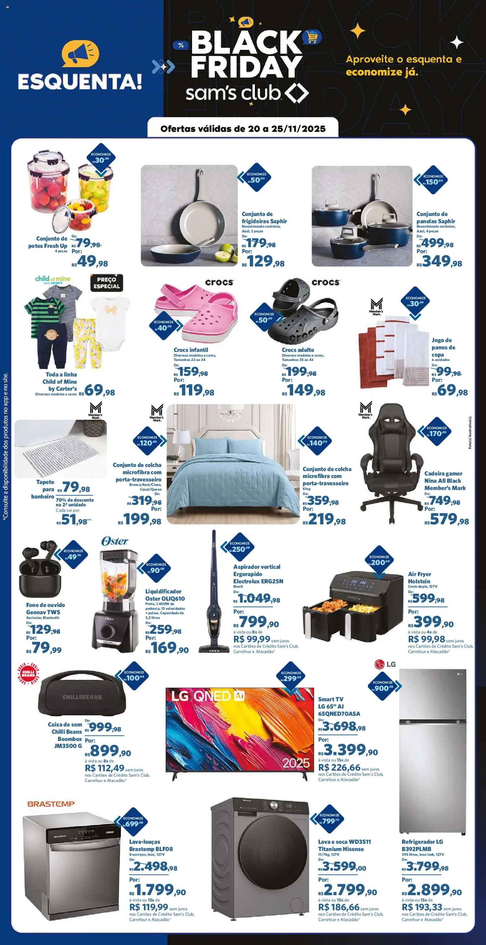 Sam's Club Folheto - válido de 20.11.2025 | Página: 2 | Produtos: smart TV, Cadeira gamer, Air fryer, Lava e seca