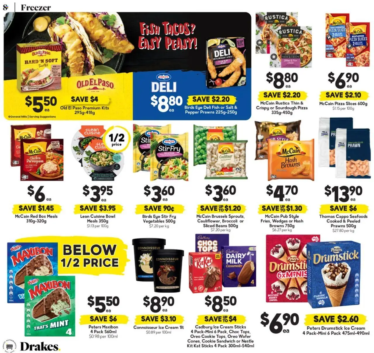 Drakes catalogue - valid from 01.10.2025 | Page: 8 | Products: Milk, Prawns, Cauliflower, Freezer