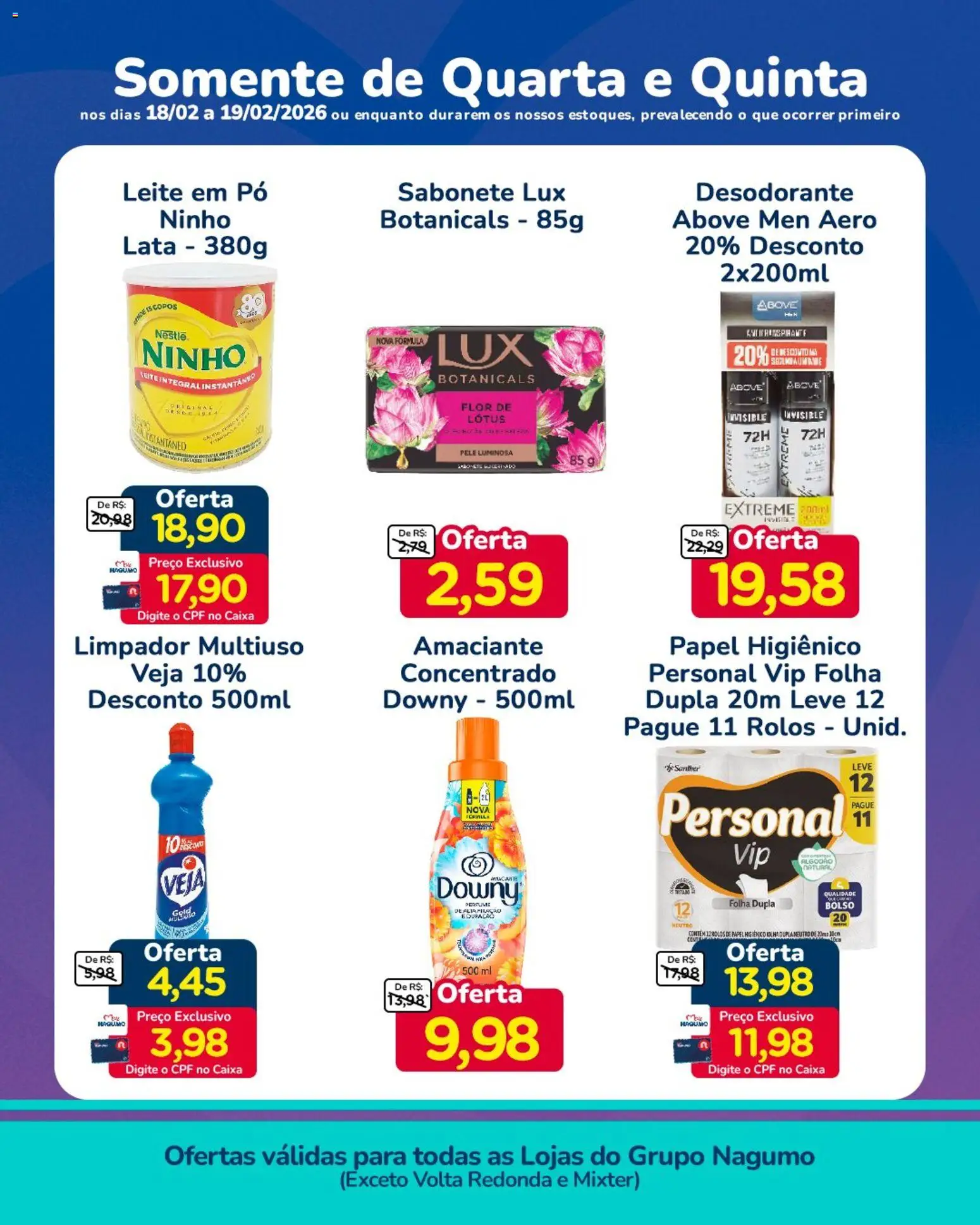Nagumo Folheto - válido de 18.02.2026 | Página: 3 | Produtos: Perfume, Limpador multiuso, Sabonete, Papel higiênico