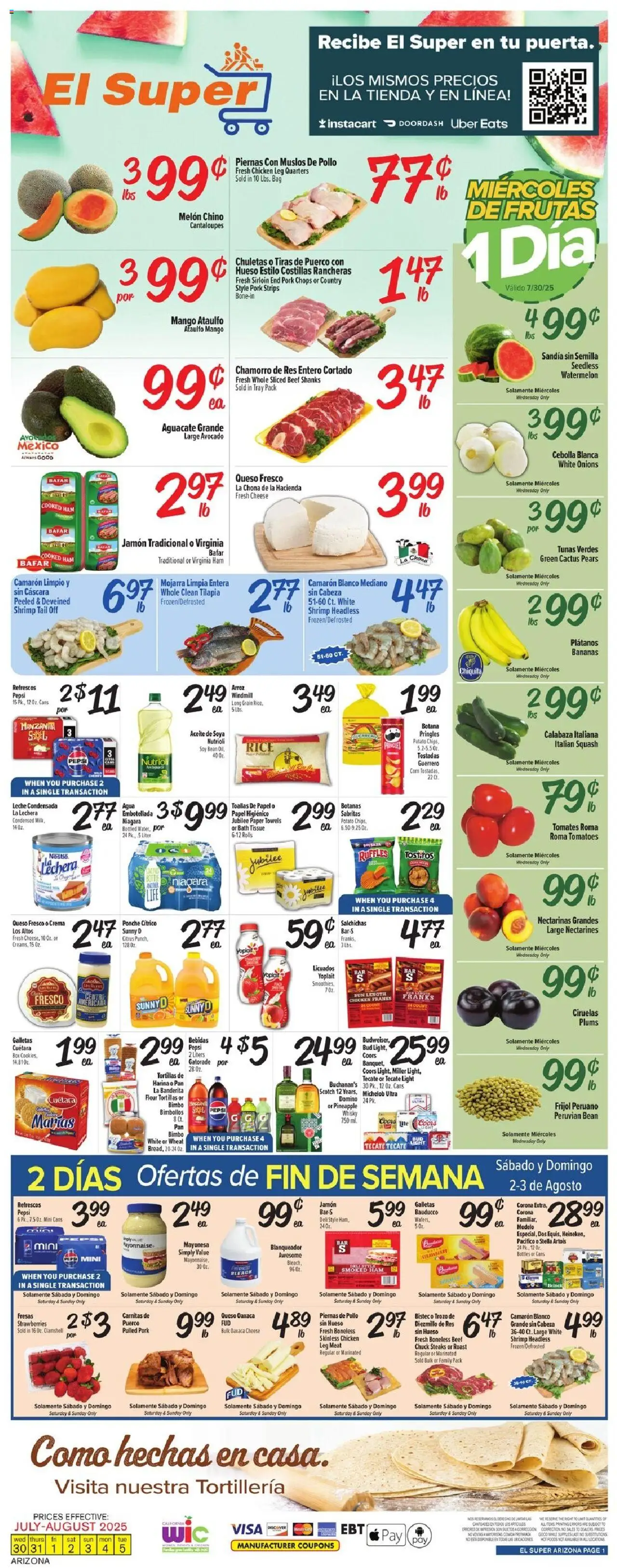 El Super Weekly Ad - AK - valid from 30.07.2025 | Page: 1 | Products: Cantaloupes, Corn, Rice, Watermelon