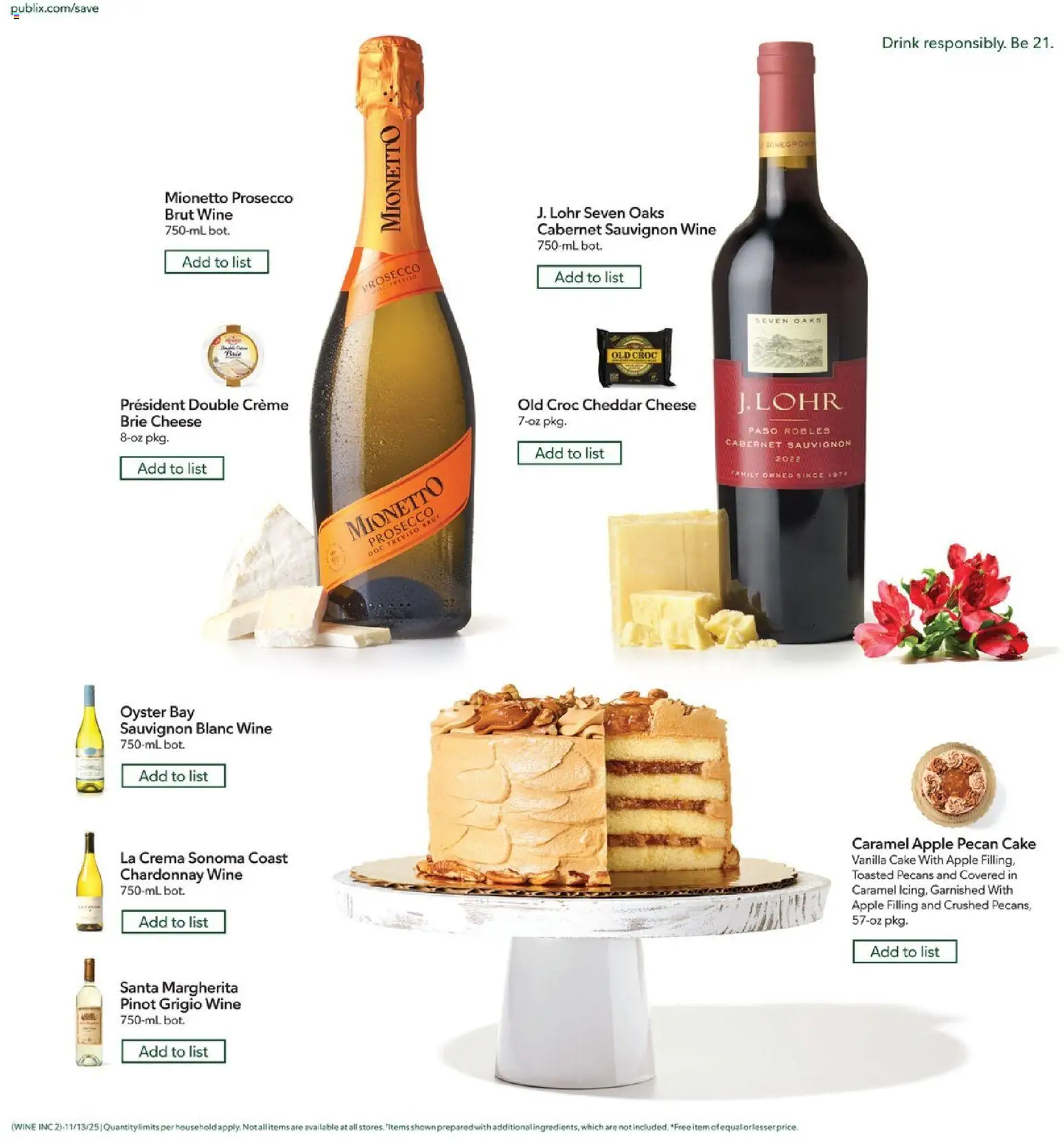 Publix Wines Pairings - valid from 12.11.2025 | Page: 2 | Products: Cheese, Wine
