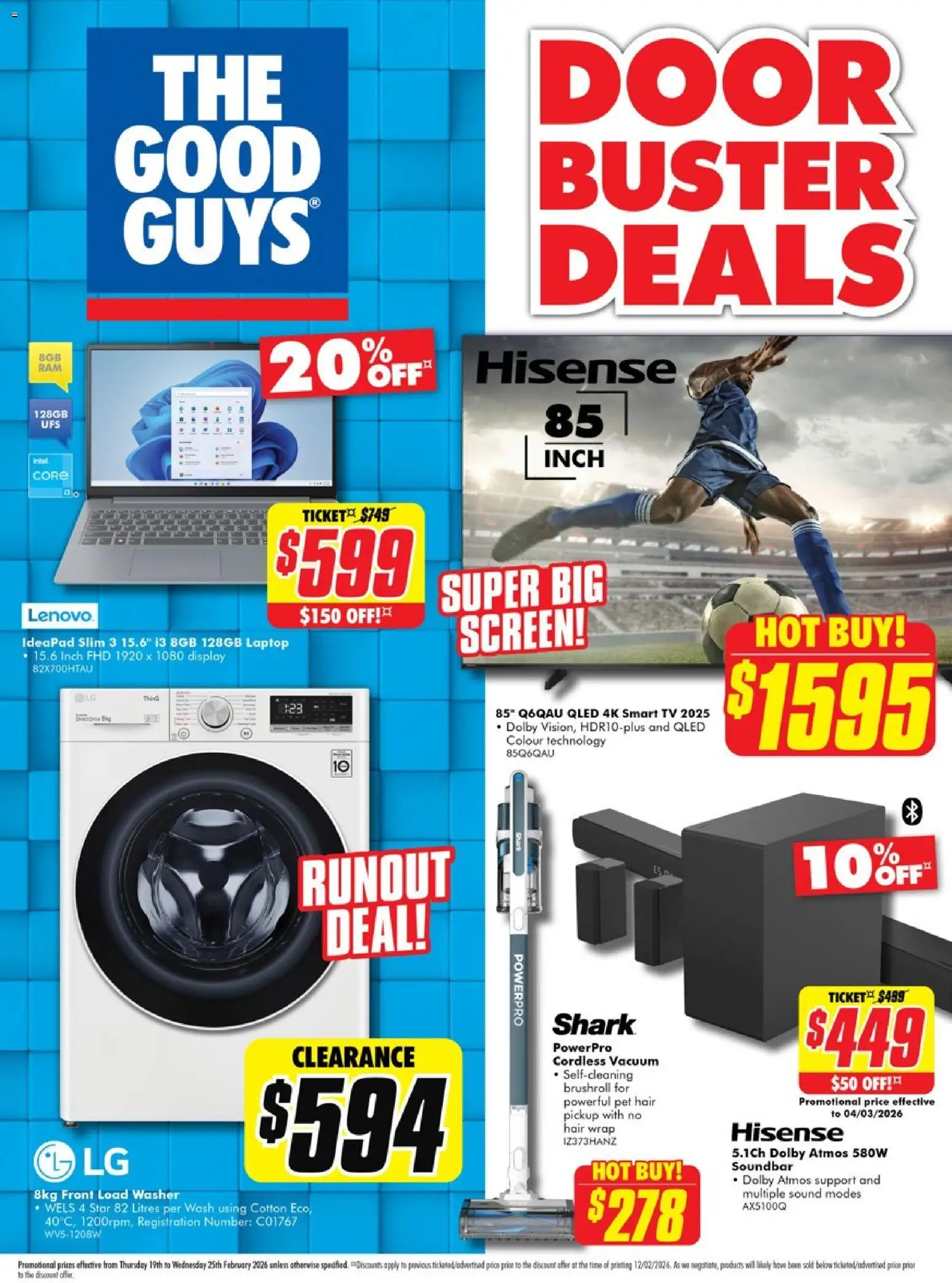 The Good Guys catalogue - valid from 18.02.2026 | Page: 1 | Products: Door, Tv, Laptop, Smart tv