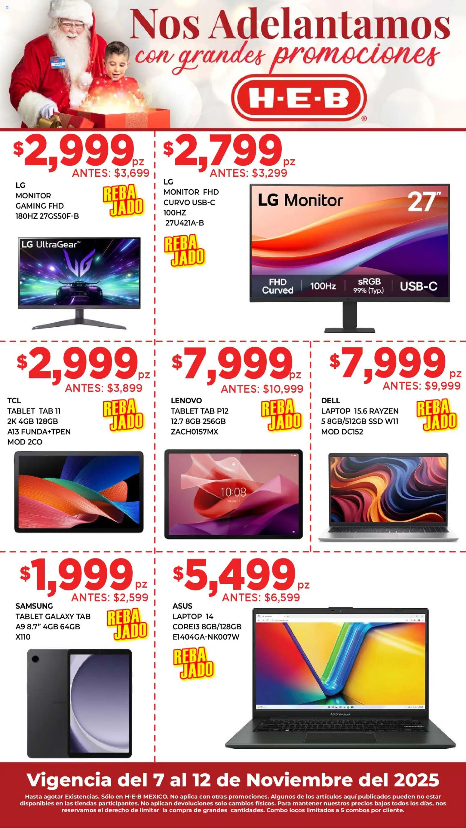 Nuevas ofertas de H-E-B válidas en toda la República Mexicana desde el 07.11.2025. ¡Encuentra las mejores ofertas en H-E-B folleto! | Página: 9 | Productos: Tablet, Monitor