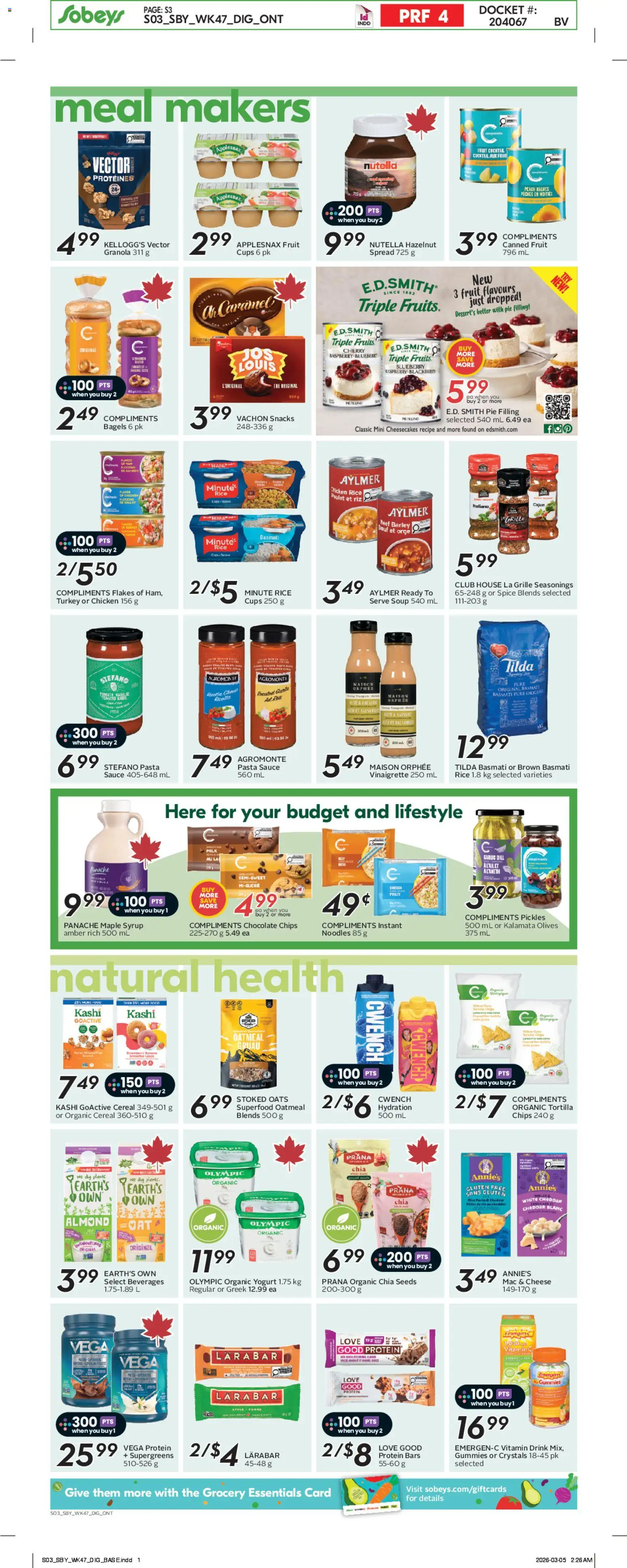 Sobeys flyer valid from 19.03.2026 | Page: 11 | Products: Beef, Flakes, Yogurt, Chicken