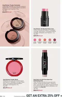 Preview of fmg Glimmer Powder Illuminator, Lightweight buildable formula with vitamin E. Radiant finish. Formulated without parabens, phthalates and fragrance. 10 g from shop Avon valid from 20.11.2025 | Page: 112