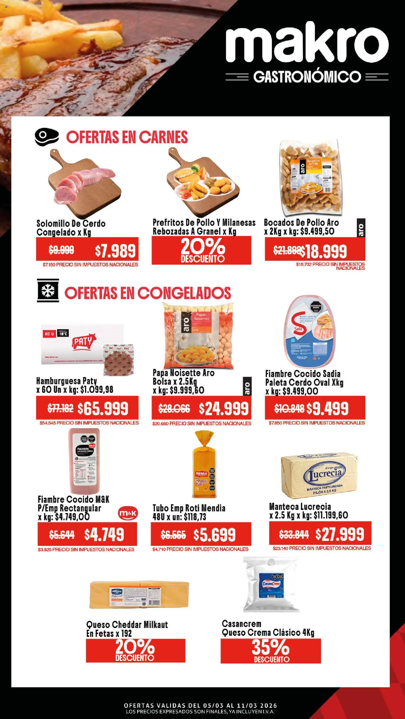 Makro Ofertas Gastronómico │ válido desde el 05.03.2026 | Página: 2 | Productos: Papa, Manteca, Cerdo, Crema