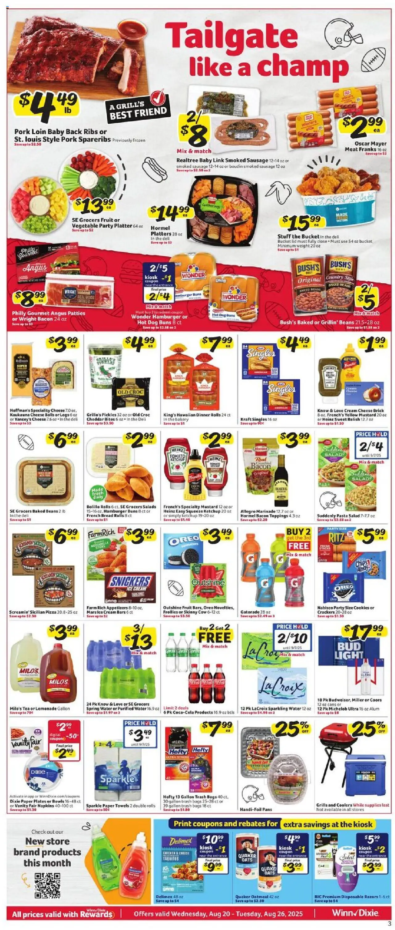 Winn Dixie Weekly Ad - valid from 20.08.2025 | Page: 3 | Products: Pork, Tea, Water, Weight