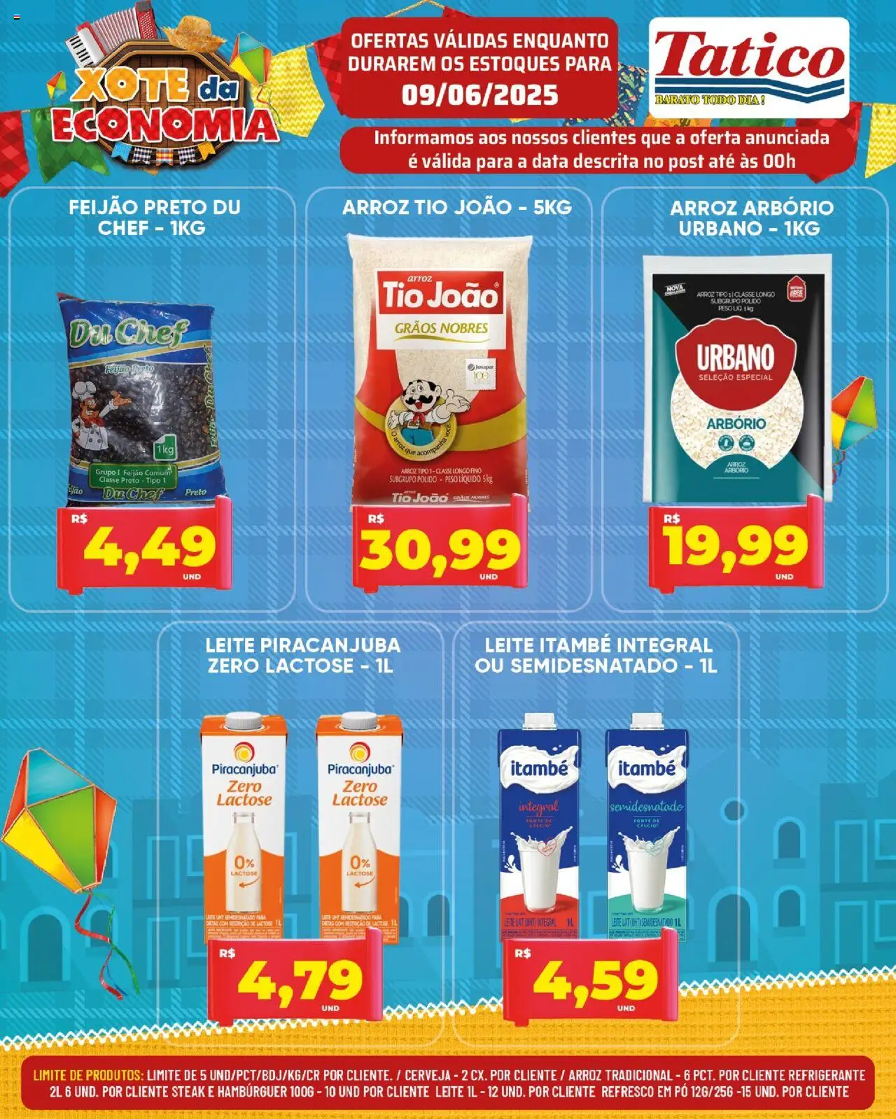 Tatico Folheto - válido de 09.06.2025 | Página: 5 | Produtos: Leite, Cerveja, Arroz, Hambúrguer