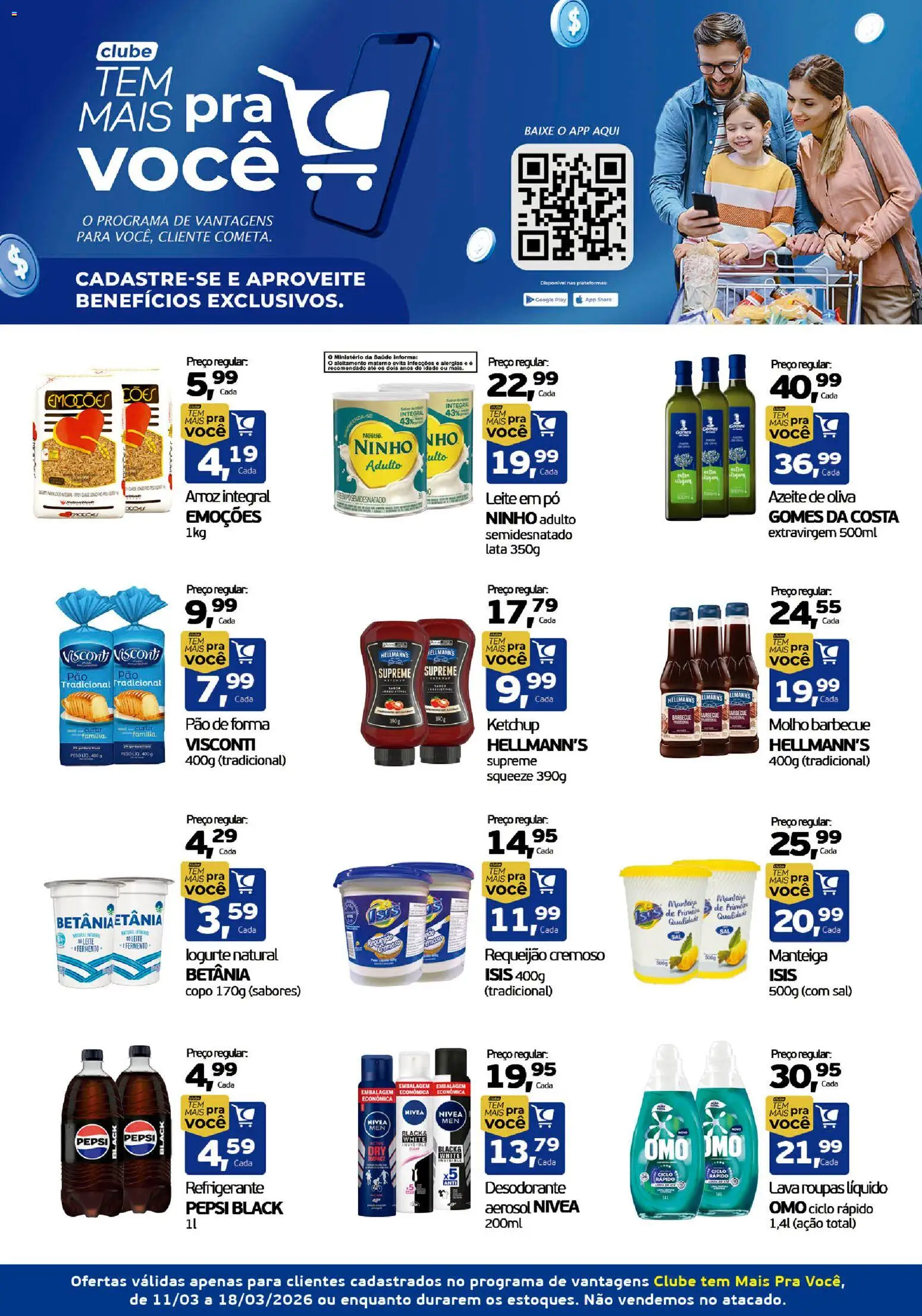 Cometa Supermercados Folheto - válido de 12.03.2026 | Página: 1 | Produtos: Pão, Arroz, Roupas, Requeijão