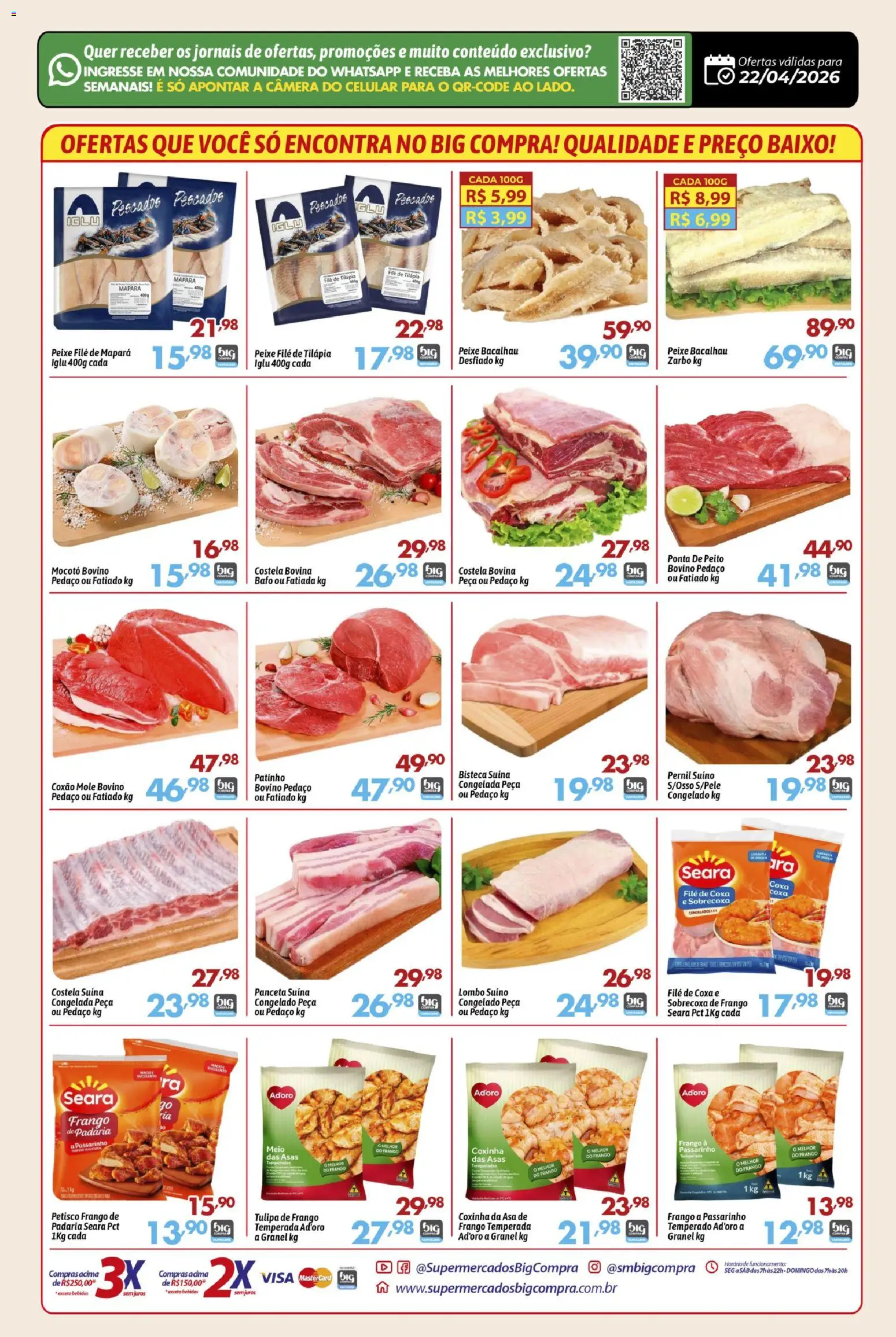Big Compra Folheto - válido de 22.04.2026 | Página: 2 | Produtos: Lombo, Baixo, Filé de tilápia, Câmera