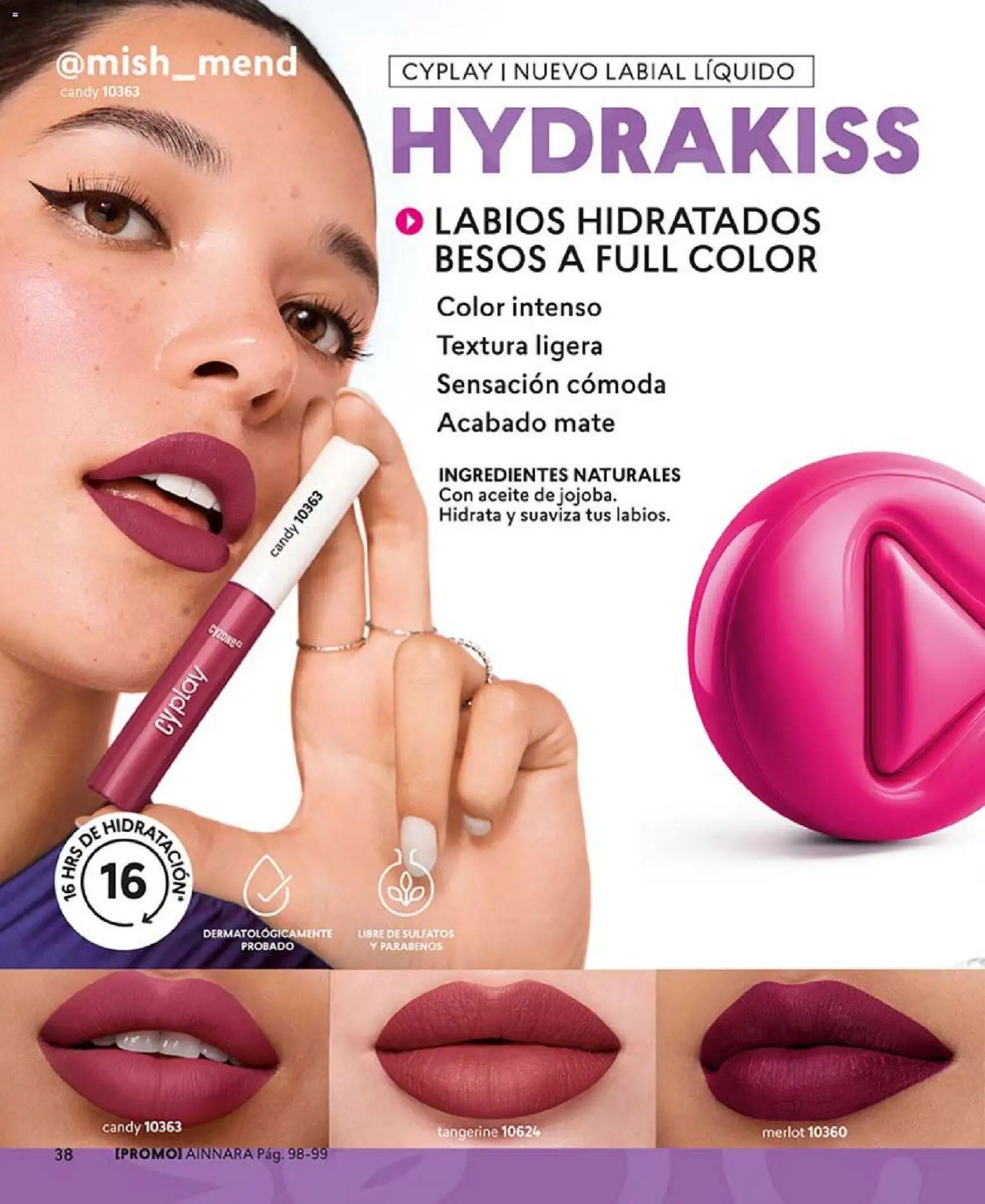 Catálogo CyZone Campaña 2 │ válido desde el 16.01.2026 | Página: 38 | Productos: Mate, Labial, Aceite