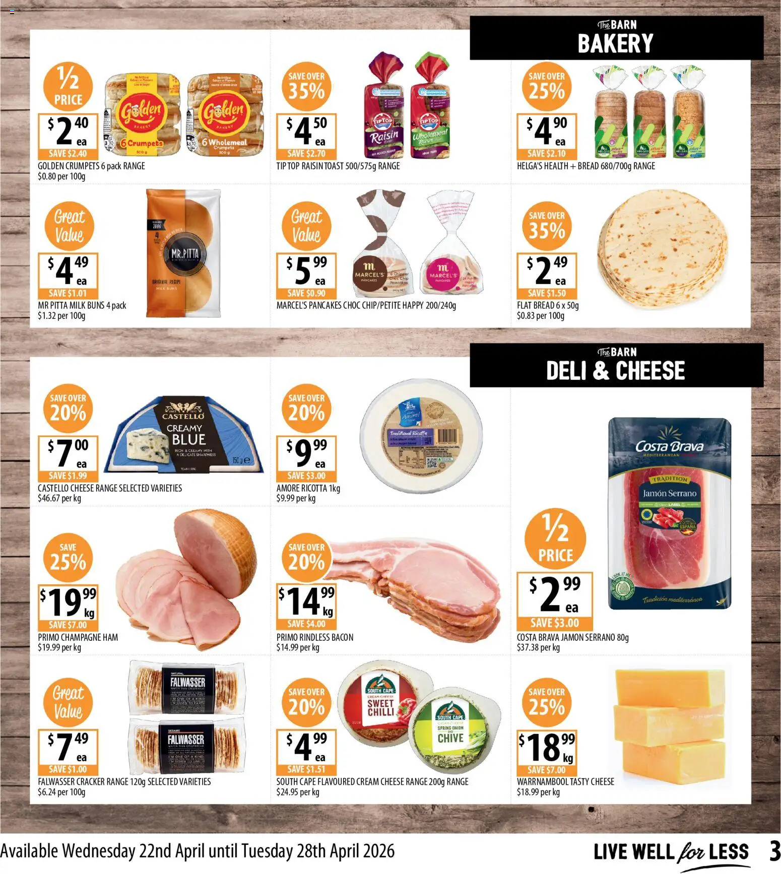 Supabarn catalogue - valid from 22.04.2026 | Page: 3 | Products: Bacon, Bread, Ham, Bakery