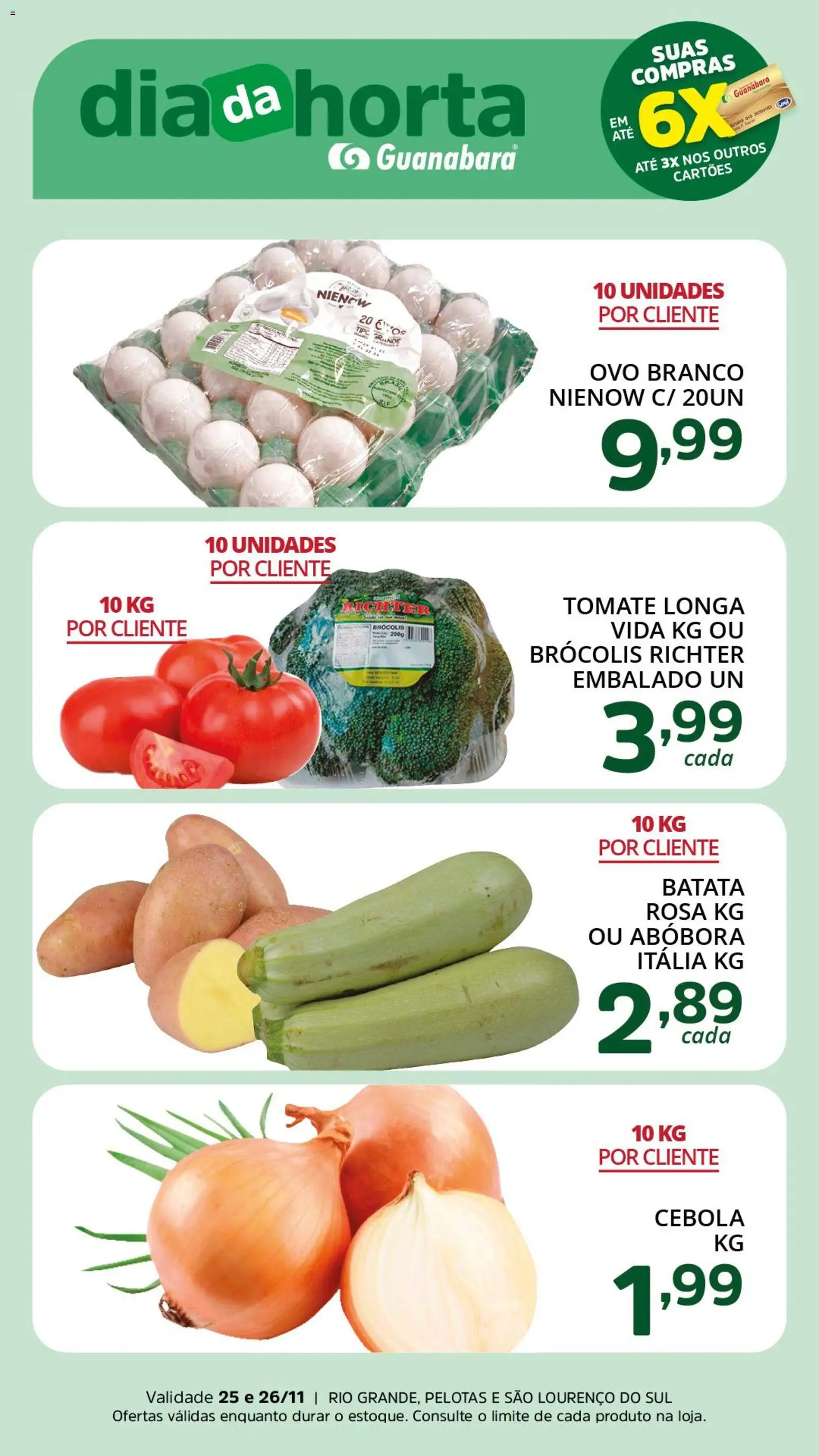 Supermercado Guanabara Folheto - válido de 25.11.2025 | Página: 3 | Produtos: Abóbora, Cebola, Brócolis, Batata