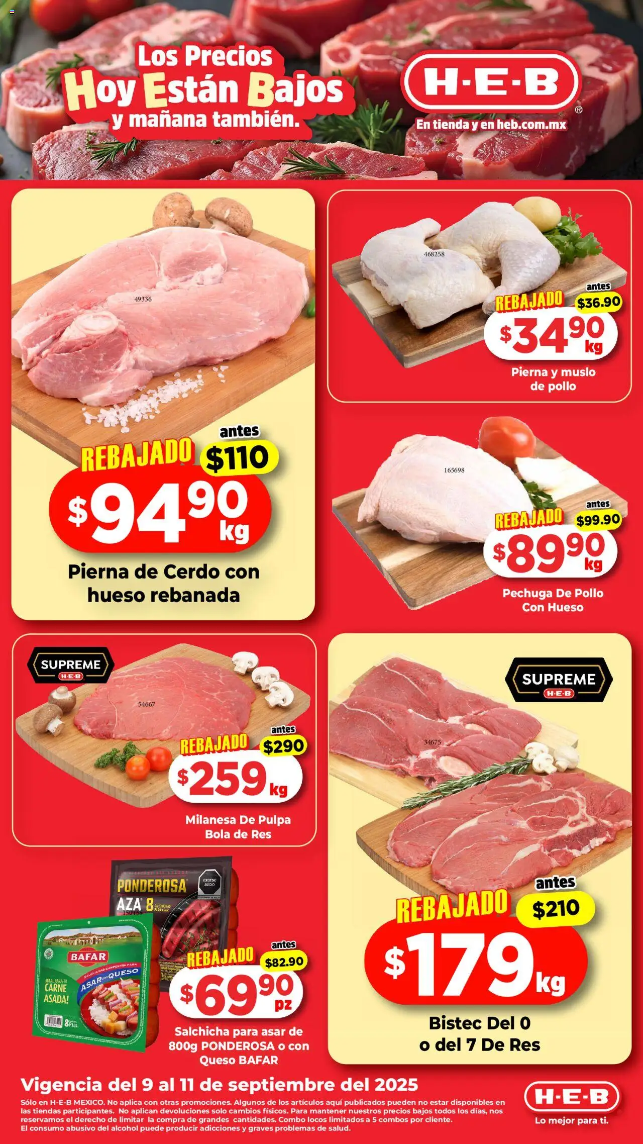 Nuevas ofertas de H-E-B válidas en toda la República Mexicana desde el 09.09.2025. ¡Encuentra las mejores ofertas en H-E-B - Folleto! | Página: 1 | Productos: Pollo, Milanesa, Salchicha, Cerdo