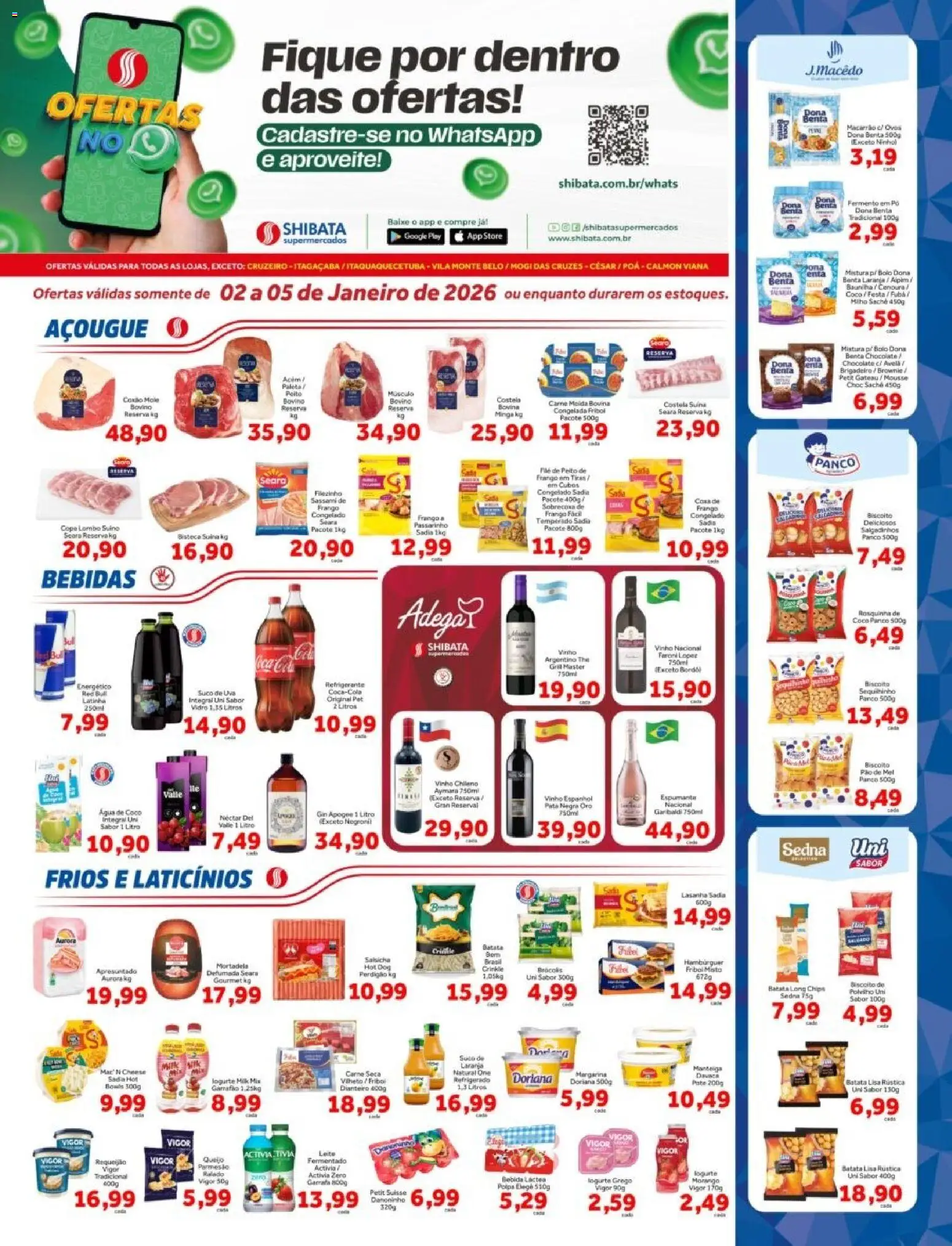 Shibata Folheto - válido de 02.01.2026 | Página: 1 | Produtos: Mousse, Vinho, Mortadela, Rosquinha