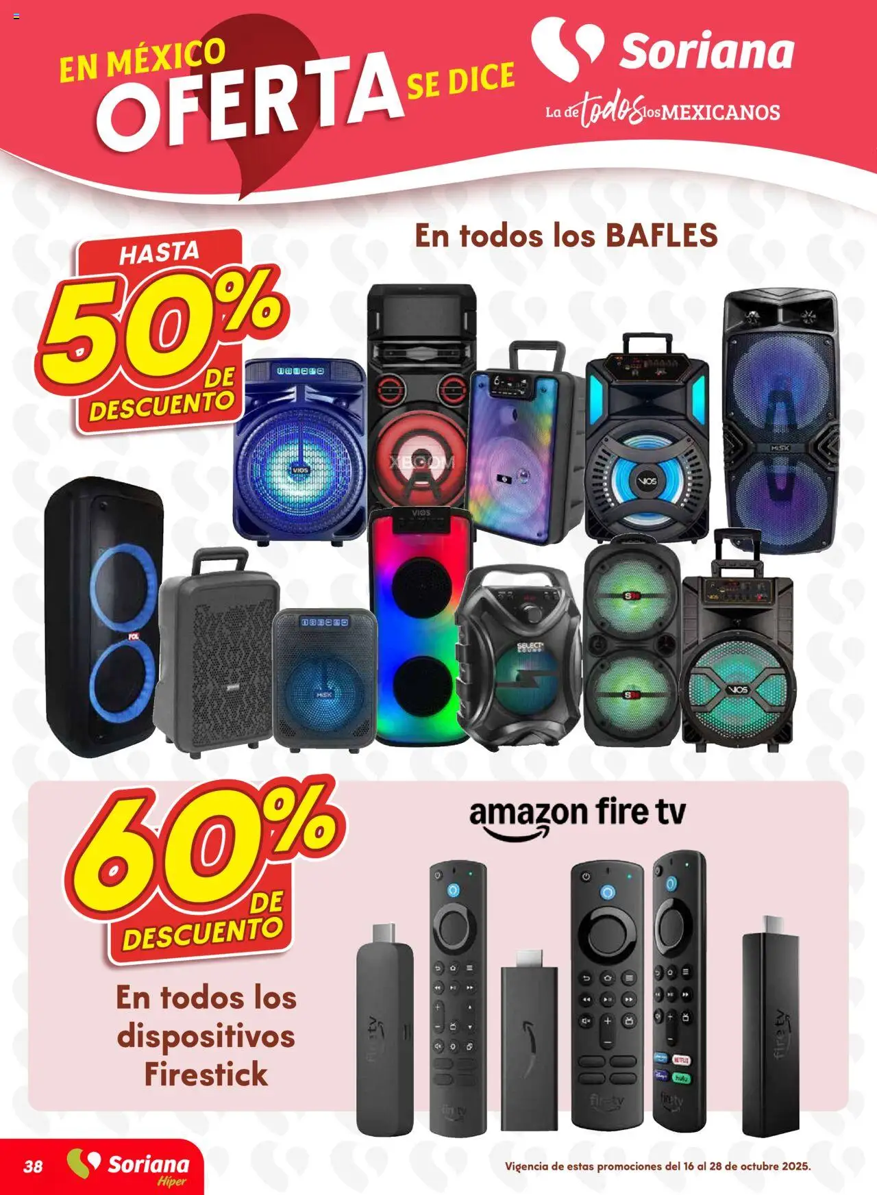 Nuevas ofertas de Soriana válidas en toda la República Mexicana desde el 16.10.2025. ¡Encuentra las mejores ofertas en Soriana - Preciazazaso Híper: Camp, Chia, Oax, Q. Roo, Tab, Yuc! | Página: 38 | Productos: Pollo