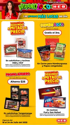 Nuevas ofertas de H-E-B válidas en toda la República Mexicana desde el 18.07.2025. ¡Encuentra las mejores ofertas en H-E-B folleto! | Página: 8 | Productos: Tocino, Salchicha