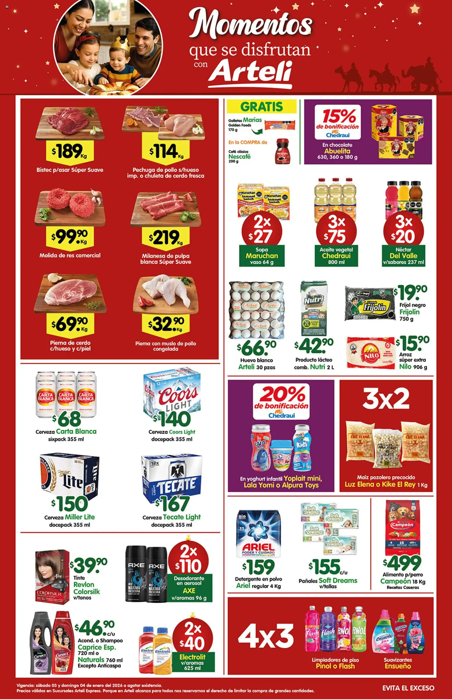 Nuevas ofertas de Arteli válidas en toda la República Mexicana desde el 03.01.2026. ¡Encuentra las mejores ofertas en Arteli folleto Express! | Página: 1 | Productos: Milanesa, Huevo, Café, Polvo