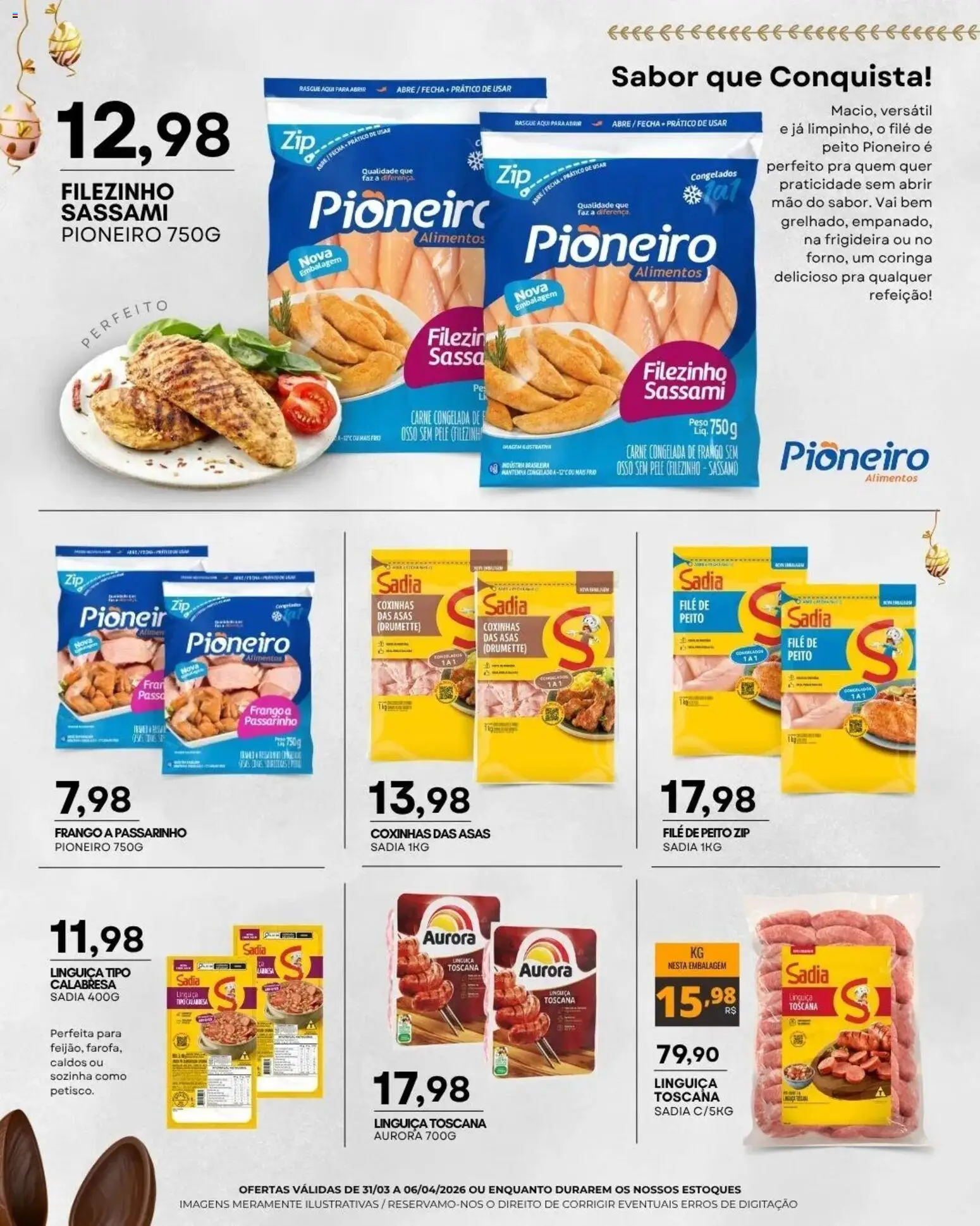 Mercadão Atacadista Folheto - válido de 31.03.2026 | Página: 3 | Produtos: Frigideira, Linguiça, Carne, Frango