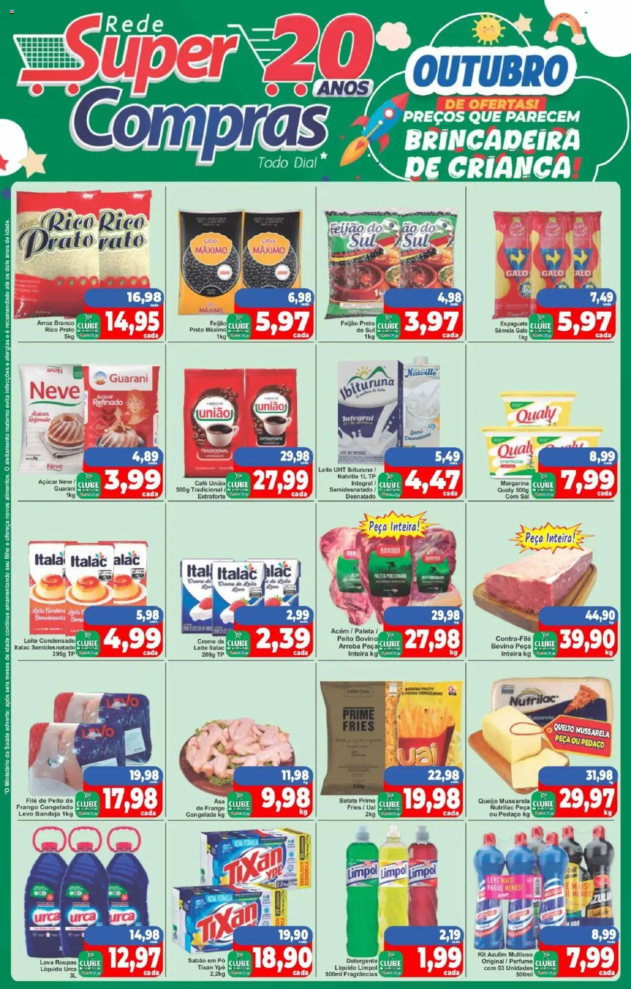 Rede Super Compras Folheto - válido de 30.09.2025 | Página: 1 | Produtos: Azulim, Espaguete, Sabão, Leite
