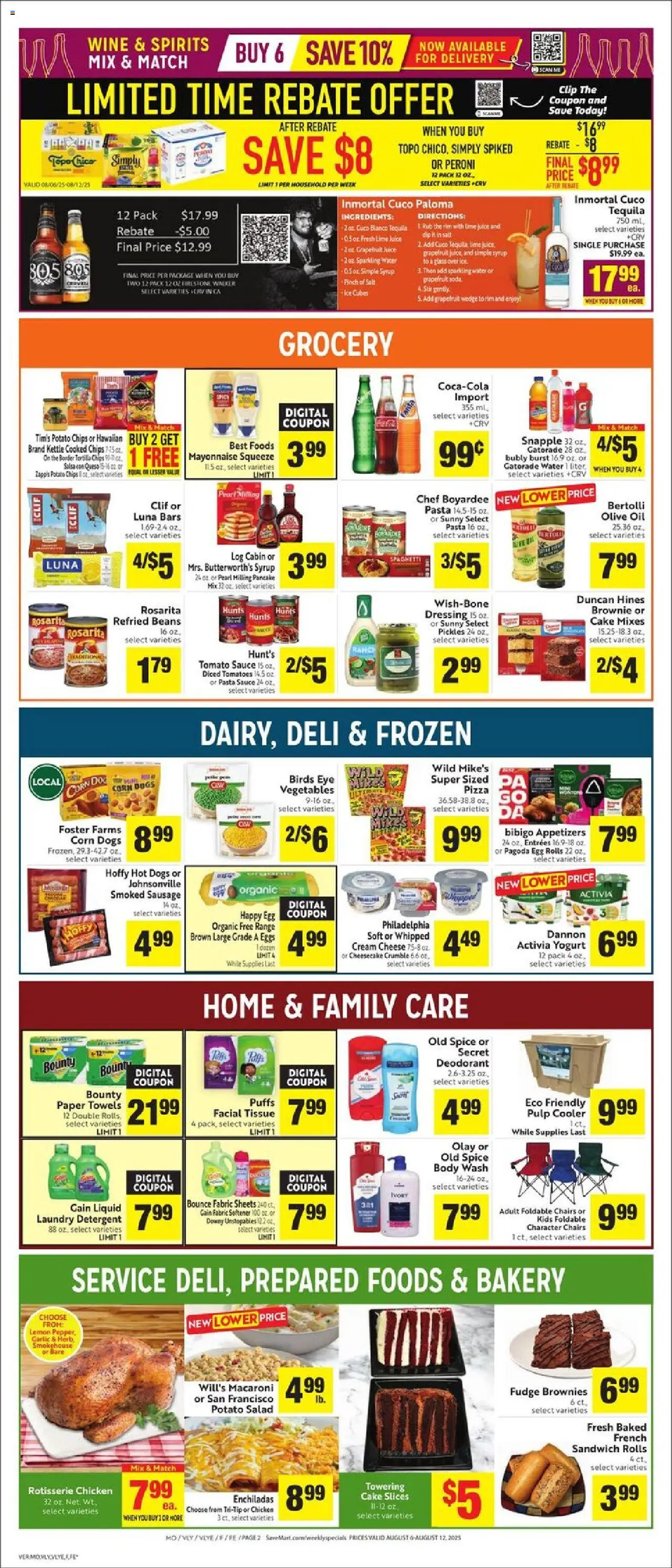 Save Mart Weekly Ad - valid from 06.08.2025 | Page: 2 | Products: Juice, Wine, Salt, Lemon