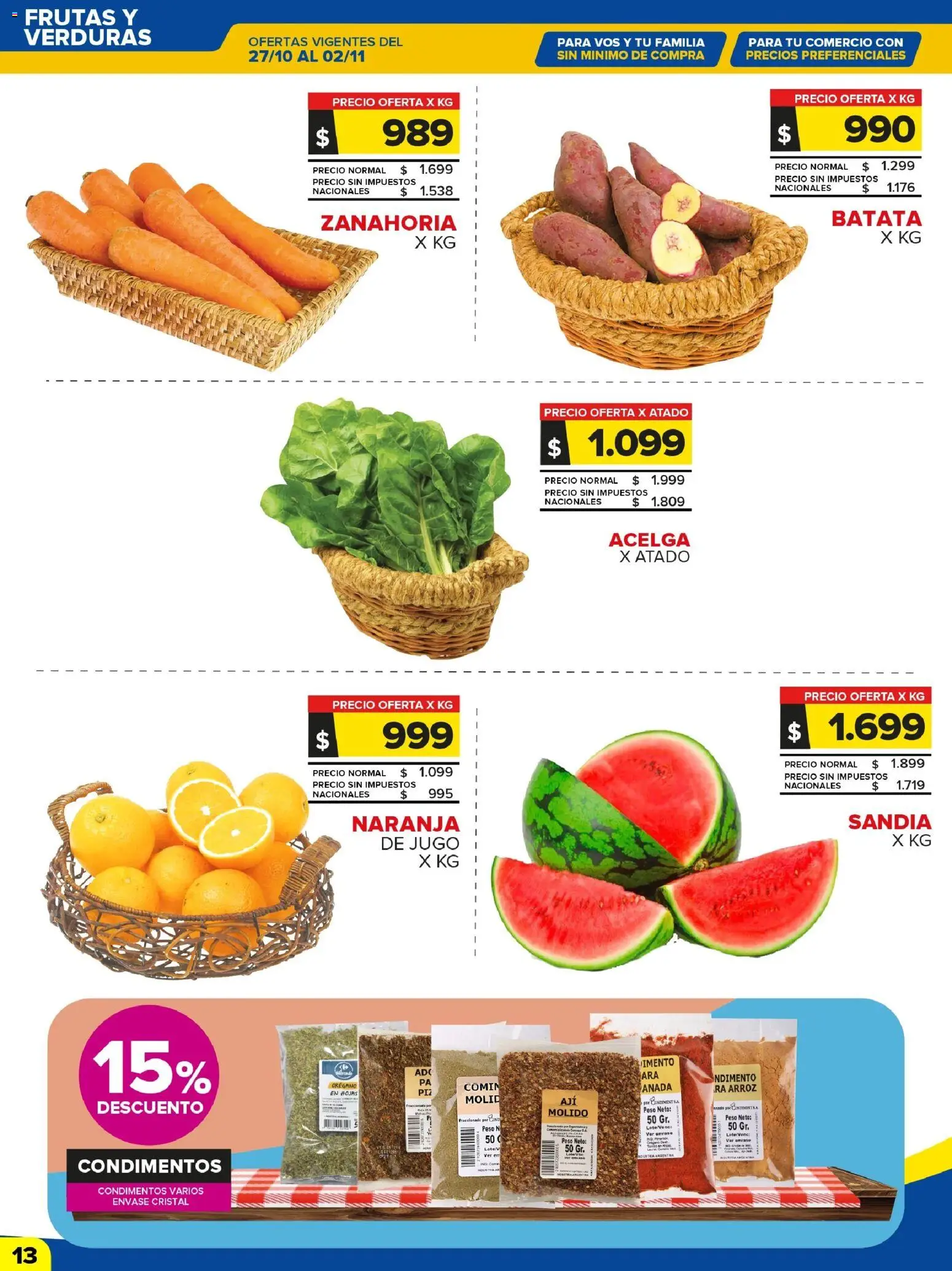 Carrefour Maxi catálogo │ válido desde el 27.10.2025 | Página: 13 | Productos: Acelga, Batata, Jugo, Zanahoria