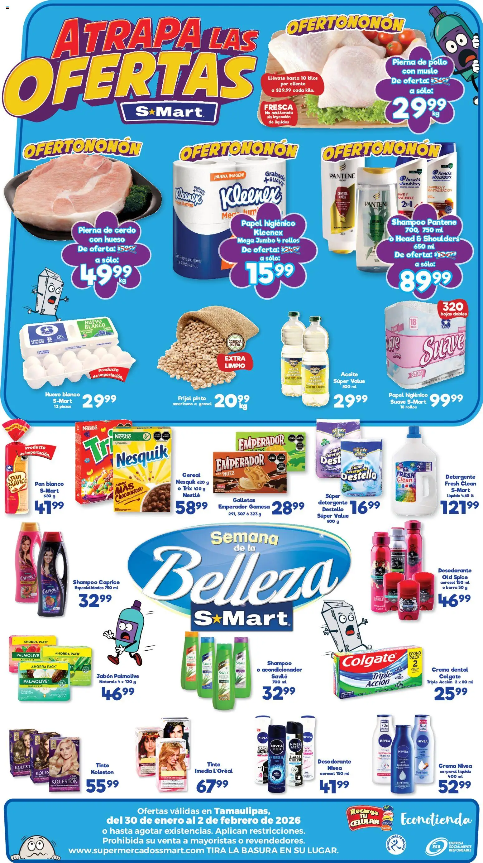 Nuevas ofertas de S-Mart válidas en toda la República Mexicana desde el 30.01.2026. ¡Encuentra las mejores ofertas en S-Mart folleto Reynosa! | Página: 2 | Productos: Pollo, Huevos, Galletas, Cacao