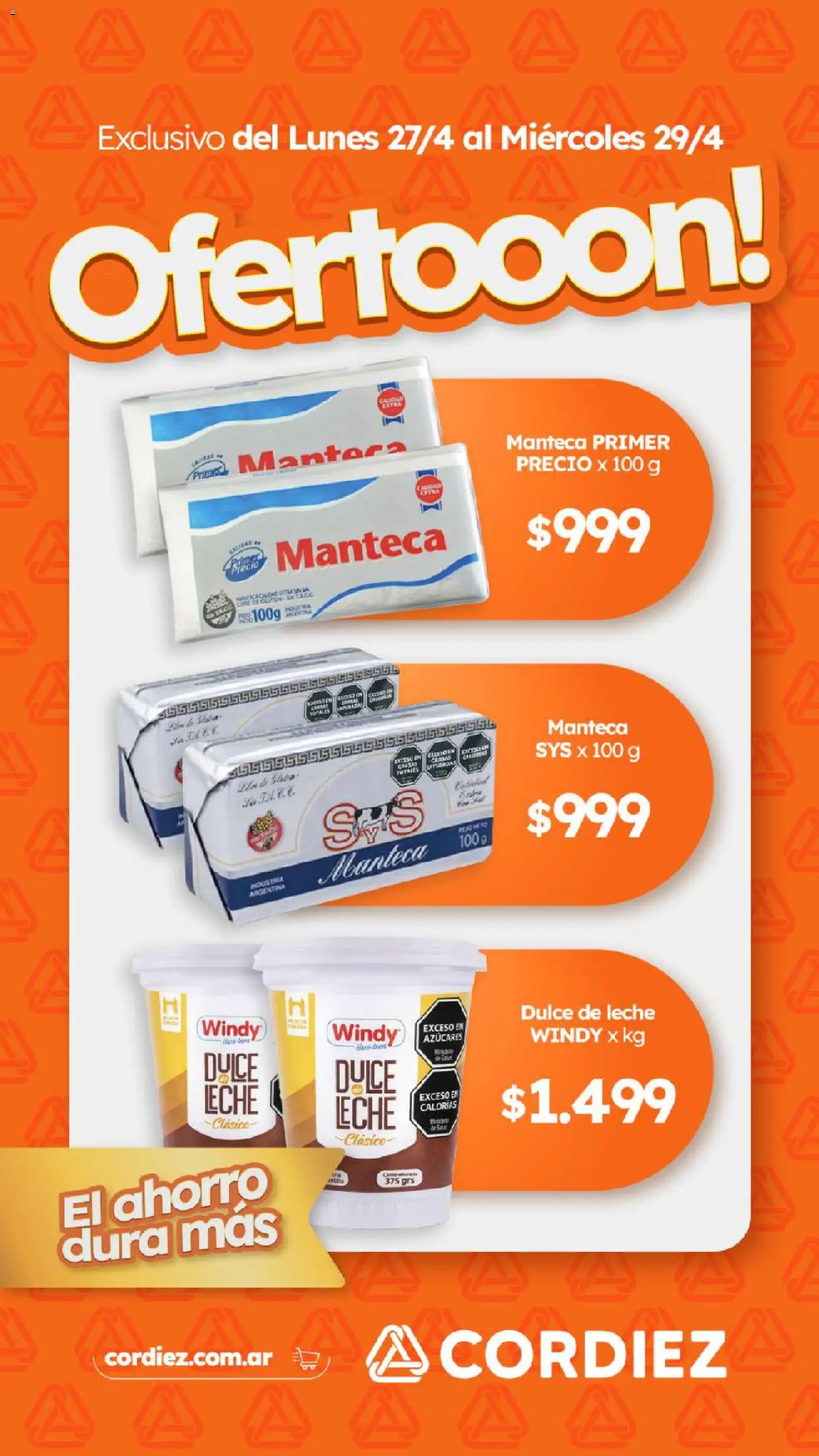 Cordiez ofertas │ válido desde el 16.04.2026 | Página: 7 | Productos: Dulce de leche, Leche, Manteca