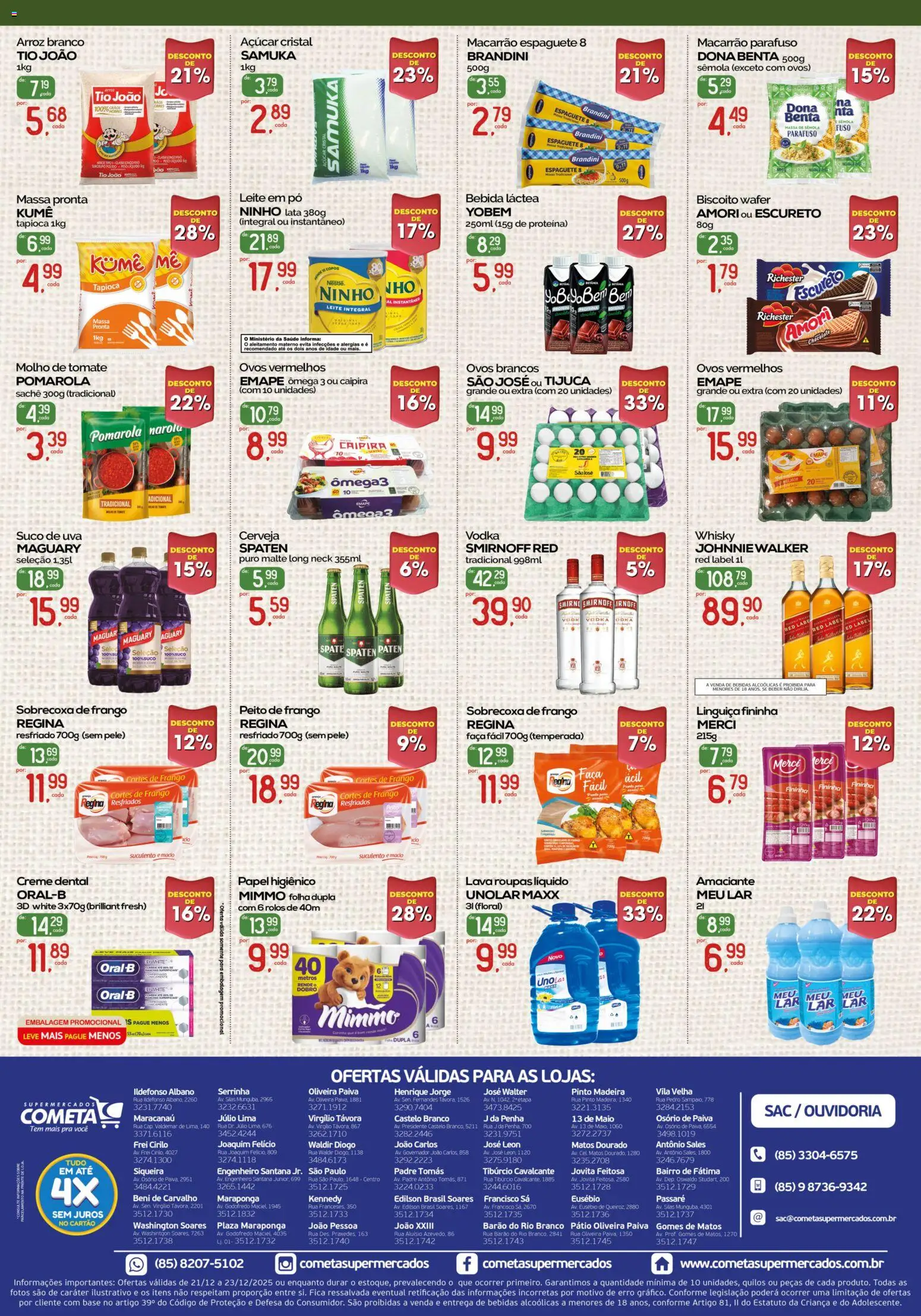 Cometa Supermercados Folheto - válido de 21.12.2025 | Página: 2 | Produtos: Creme, Copos, Amaciante, Peito de frango