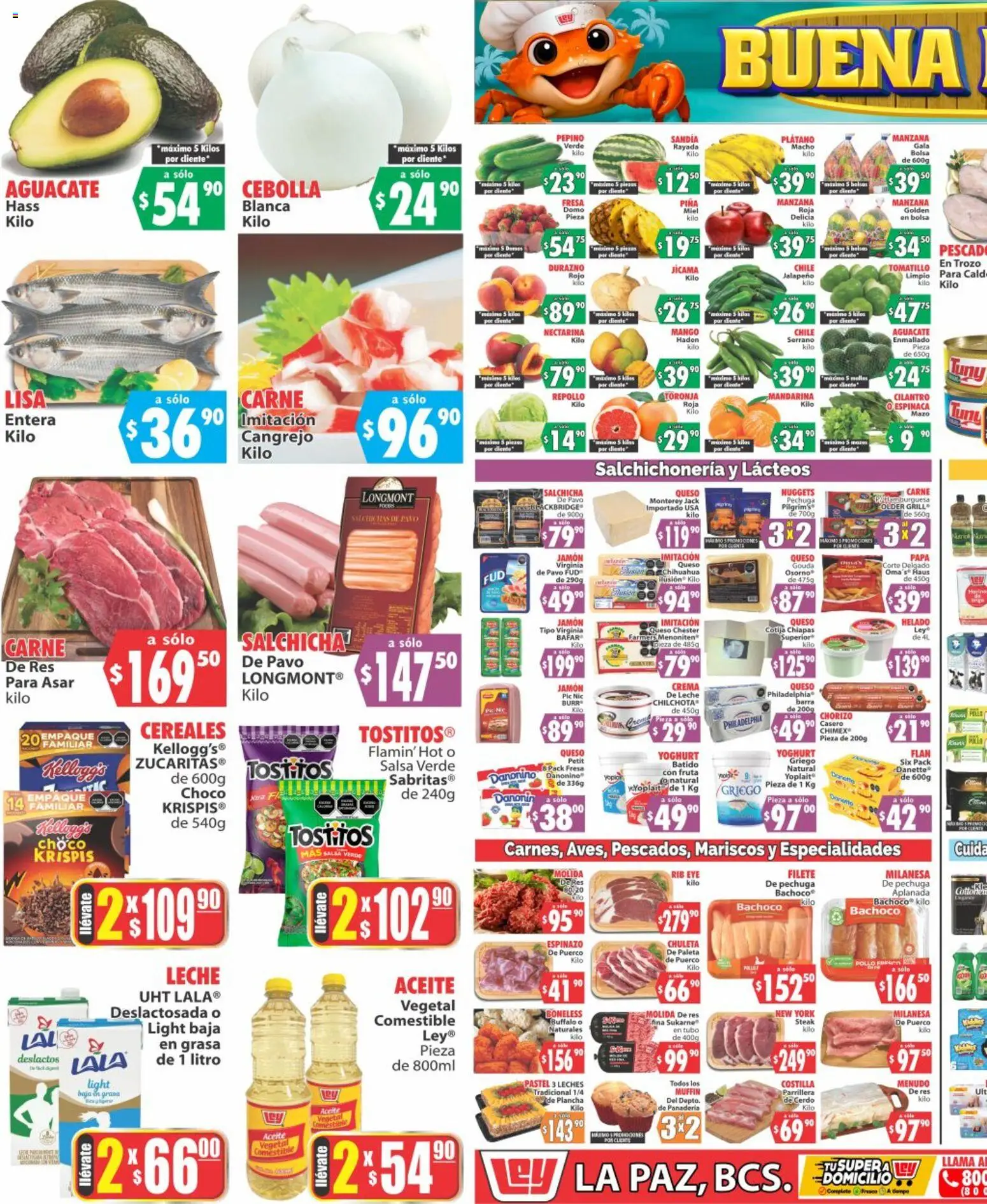Nuevas ofertas de Casa Ley válidas en toda la República Mexicana desde el 28.02.2026. ¡Encuentra las mejores ofertas en Casa Ley folleto Autoservicio La Paz, BCS! | Página: 1 | Productos: Leche, Queso, Cerdo, Plancha