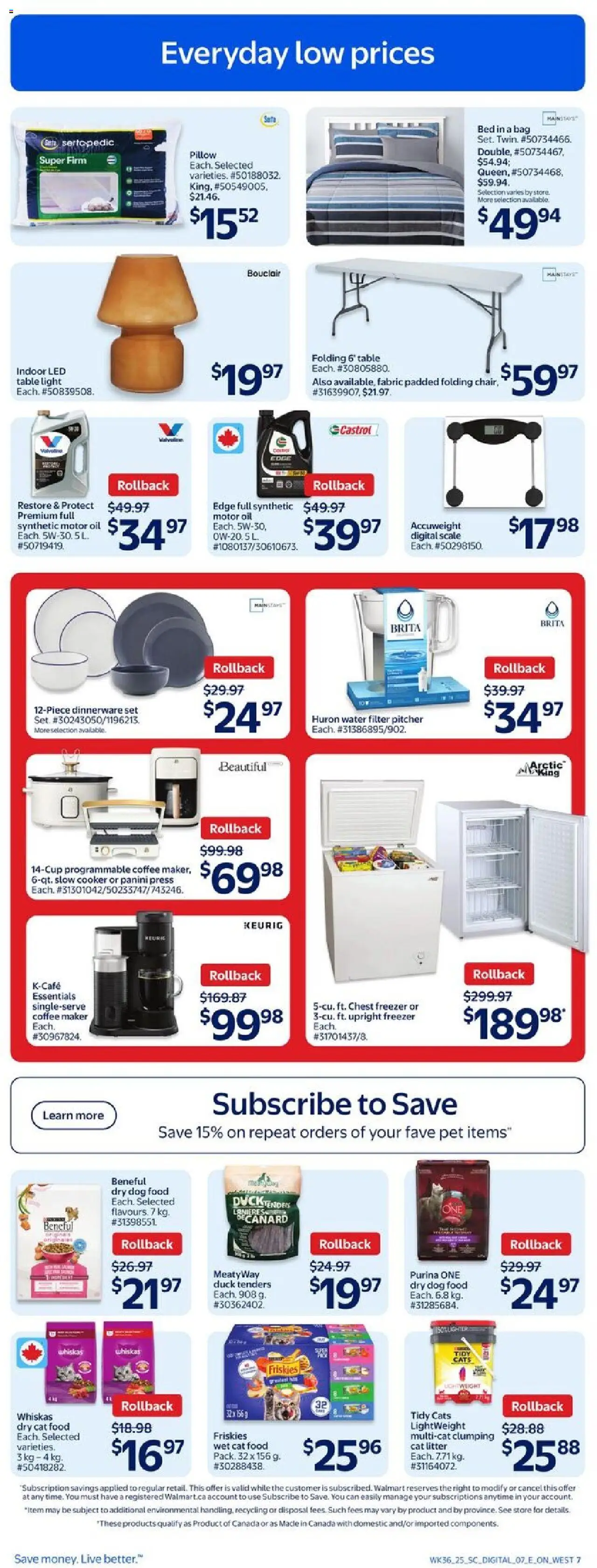 Walmart flyer valid from 02.10.2025 | Page: 15 | Products: Coffee maker, Bed, Table, Oil