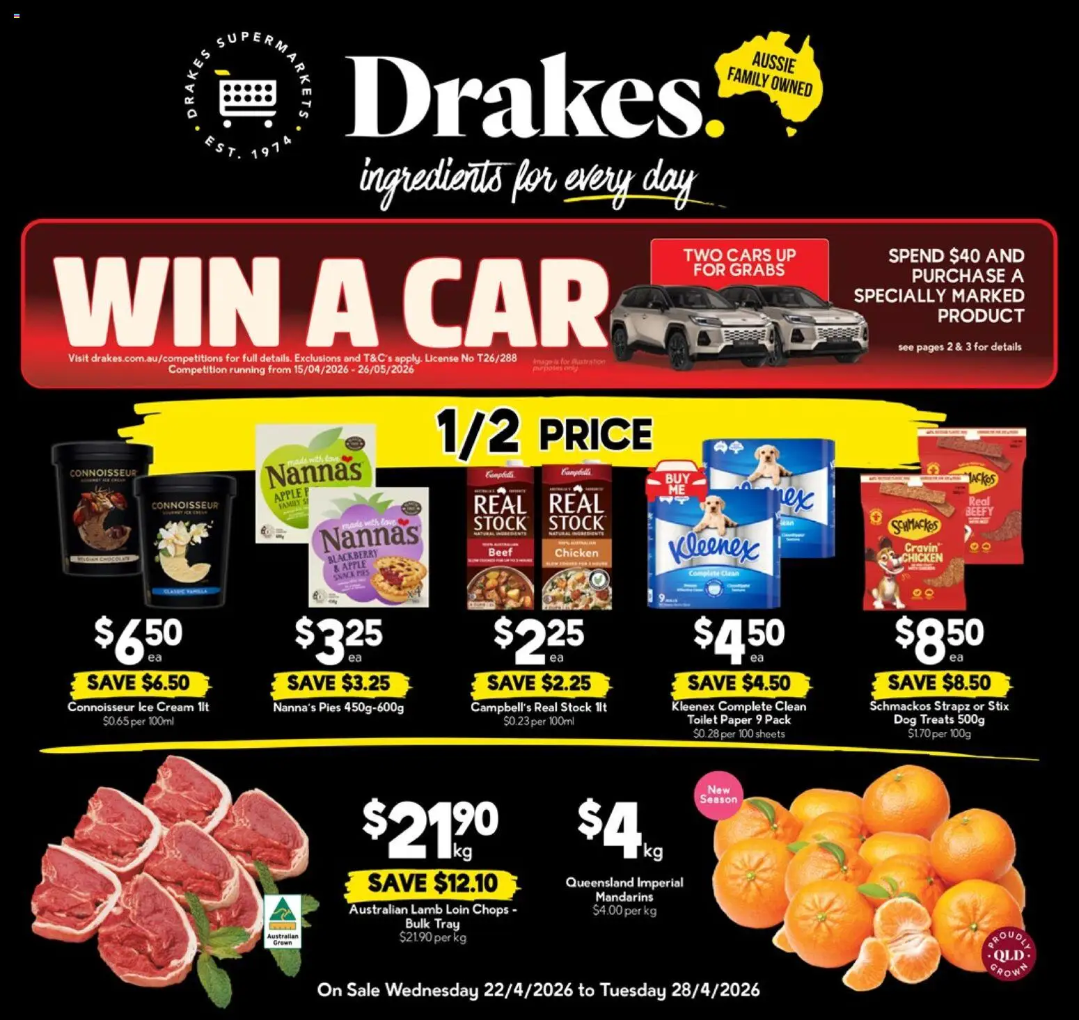Drakes catalogue - valid from 22.04.2026 | Page: 1 | Products: Chicken, Beef, Cream, Ice cream