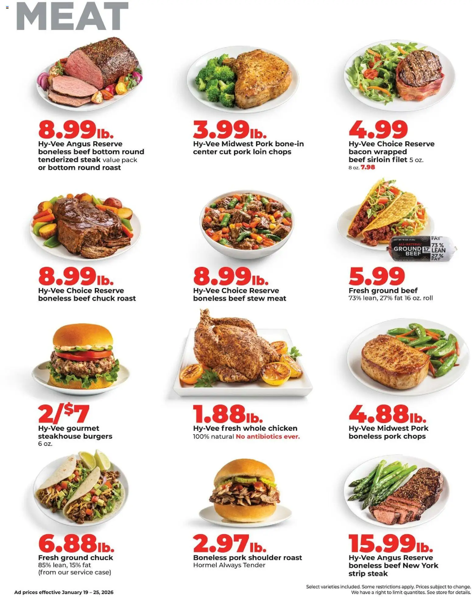 HyVee Weekly Ad - valid from 19.01.2026 | Page: 12 | Products: Pork, Beef, Case