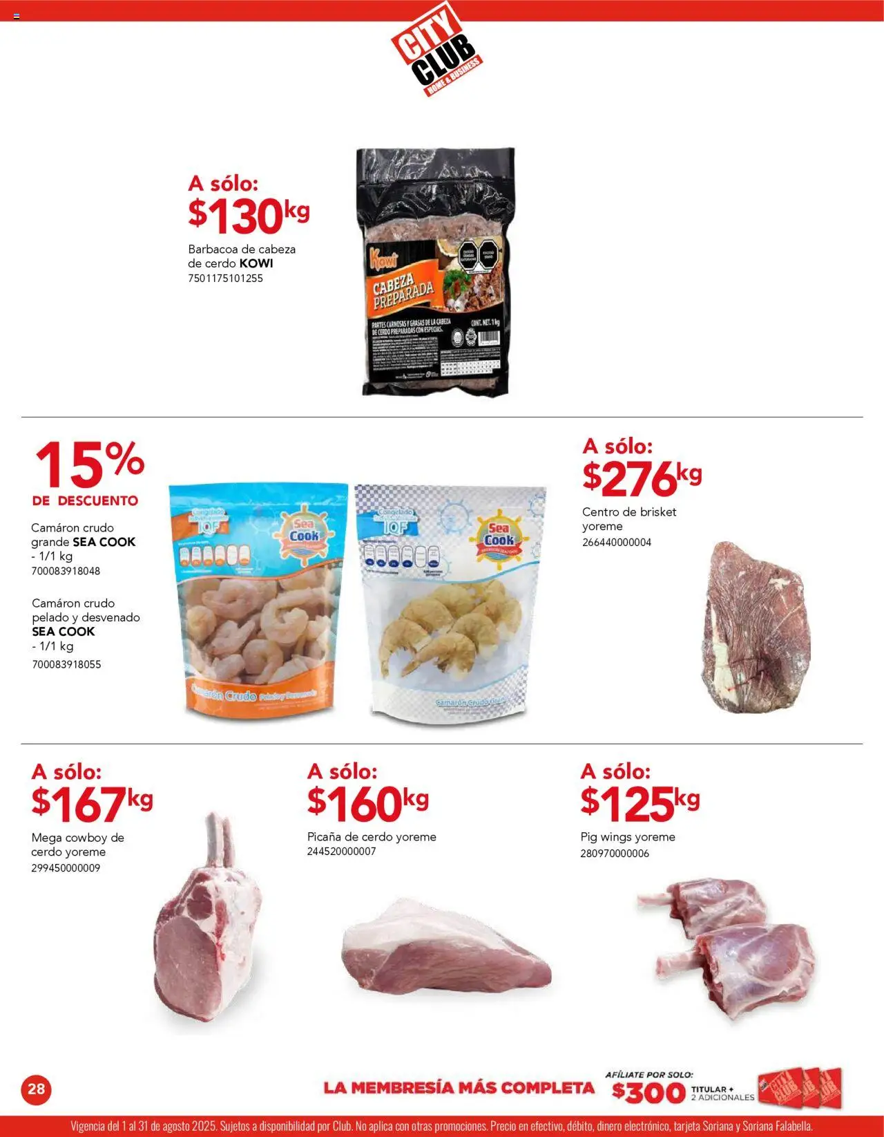 Nuevas ofertas de City Club válidas en toda la República Mexicana desde el 01.08.2025. ¡Encuentra las mejores ofertas en City Club - Catálogo! | Página: 28 | Productos: Cerdo