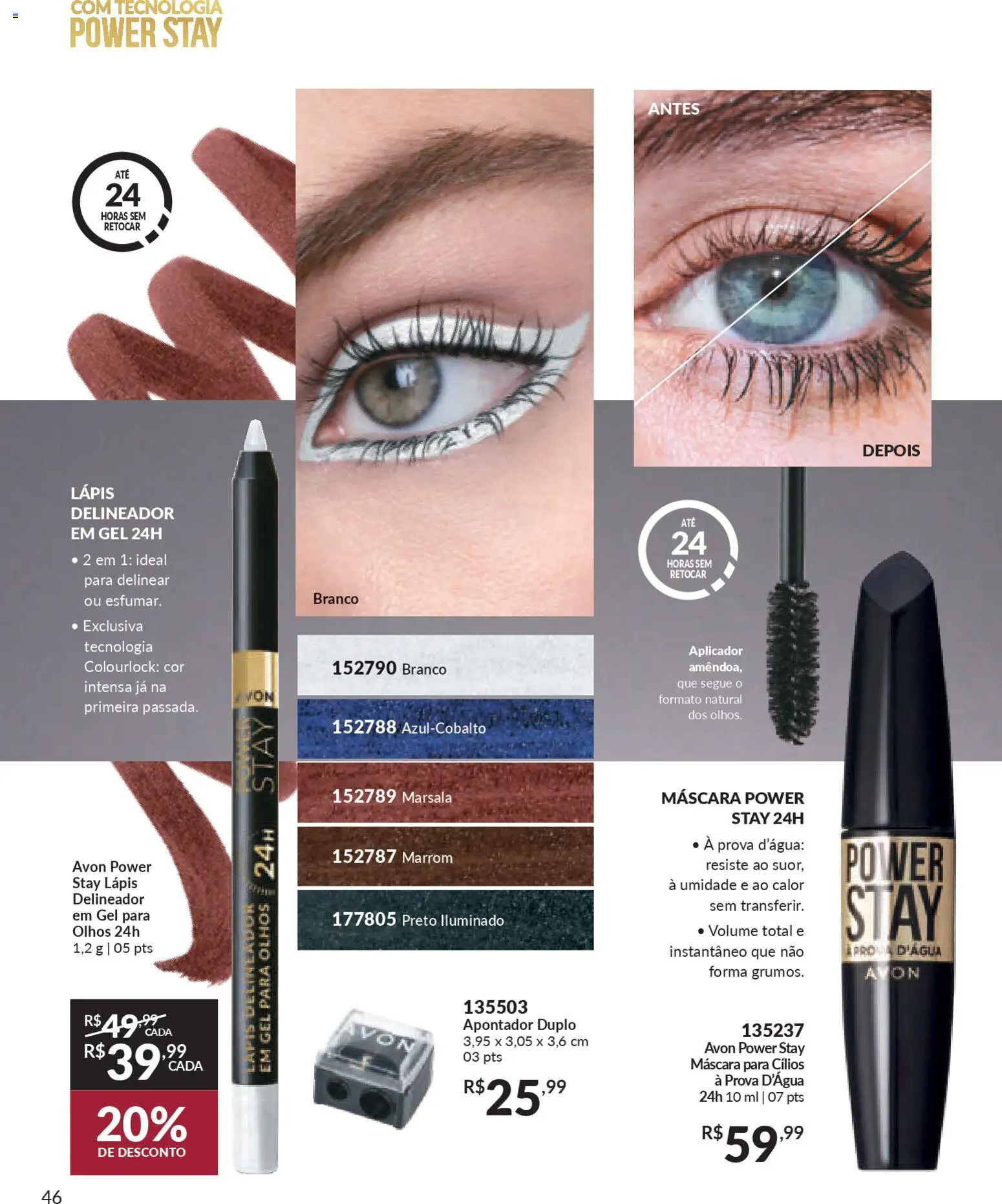 Avon Folheto - válido de 19.12.2025 | Página: 46 | Produtos: Máscara para cílios, Delineador, Lápis