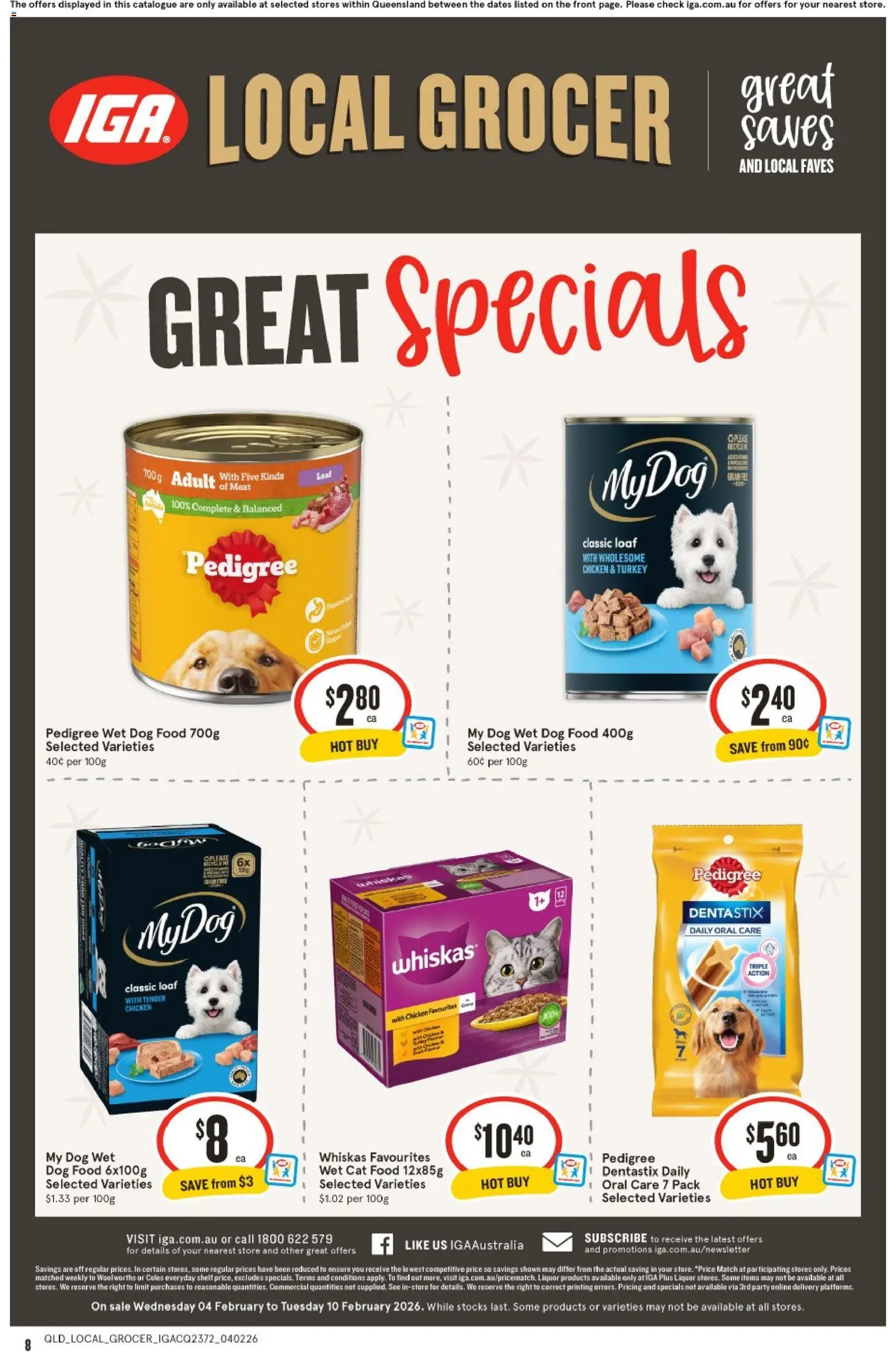 IGA catalogue - valid from 04.02.2026 | Page: 8 | Products: Chicken, Meat, Dog food, Turkey
