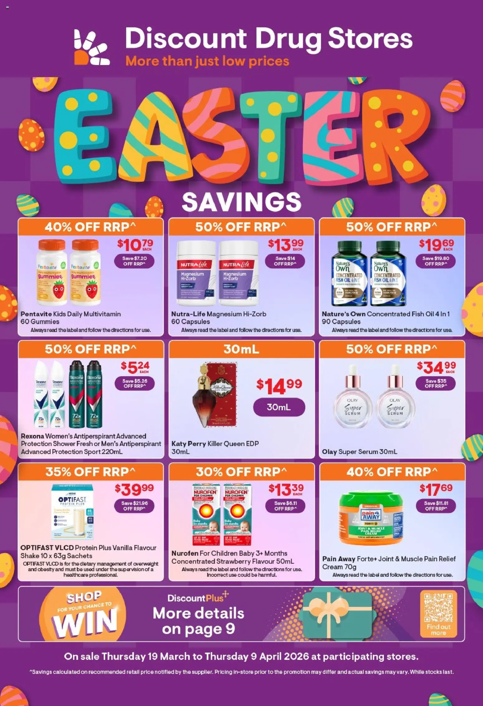 Discount Drug Stores catalogue - valid from 19.03.2026 | Page: 1 | Products: Shower, Oil, Fish oil, Multivitamin