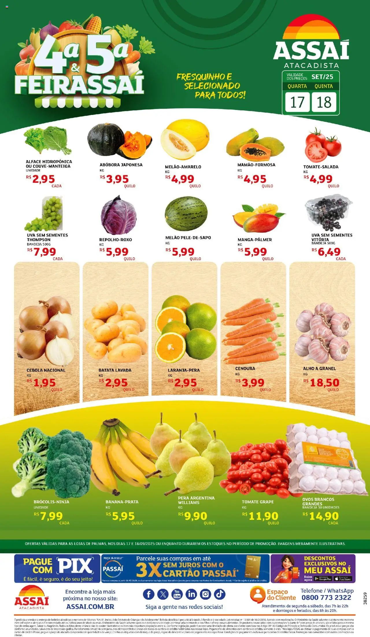 Assaí Atacadista Folheto - válido de 17.09.2025 | Página: 1 | Produtos: Ovos, Pneus, Alface, Telefone