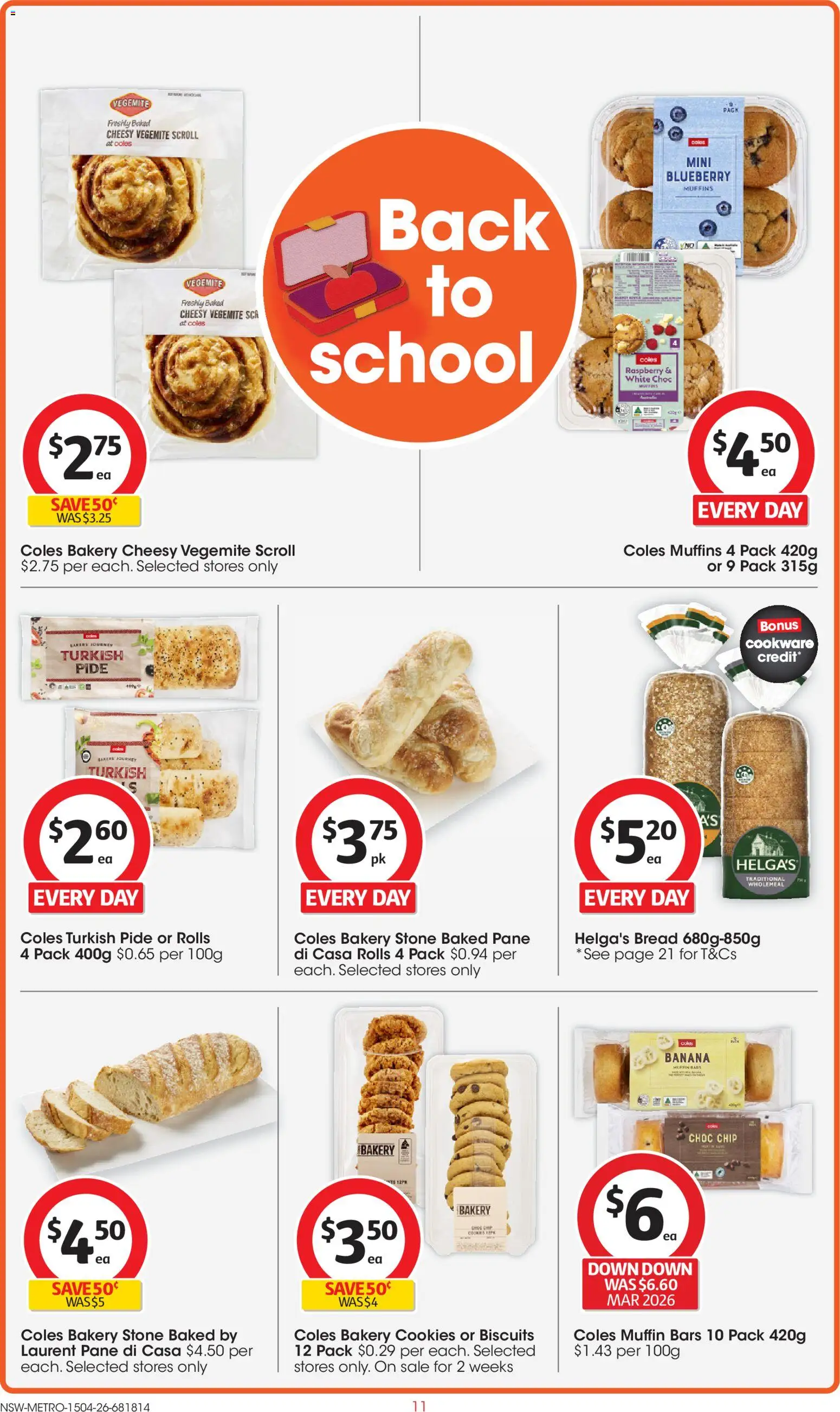 Coles catalogue - valid from 15.04.2026 | Page: 11 | Products: Muffins, Cookware, Biscuits, Bakery