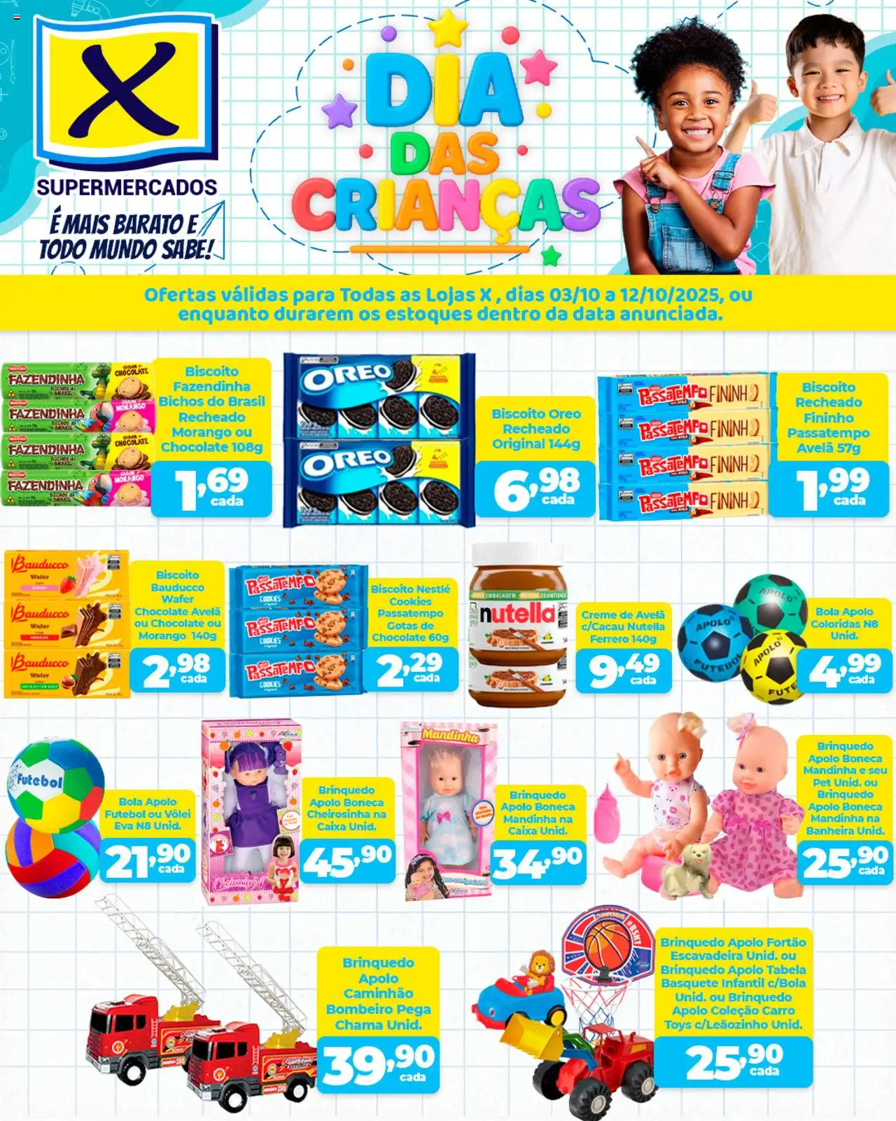 X Supermercados Folheto - válido de 03.10.2025 | Página: 2 | Produtos: Moranga, Biscoito, Creme, Avelã