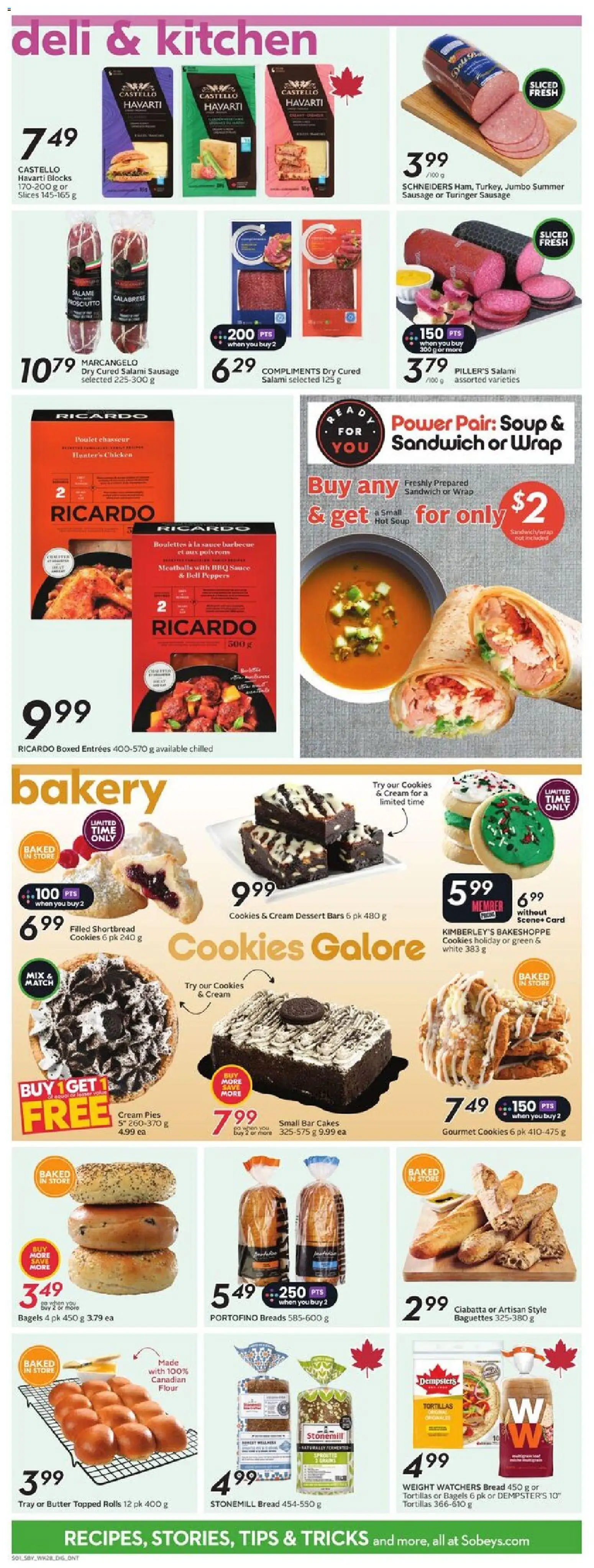 Sobeys flyer valid from 06.11.2025 | Page: 9 | Products: Cream, Butter, Bread, Salami