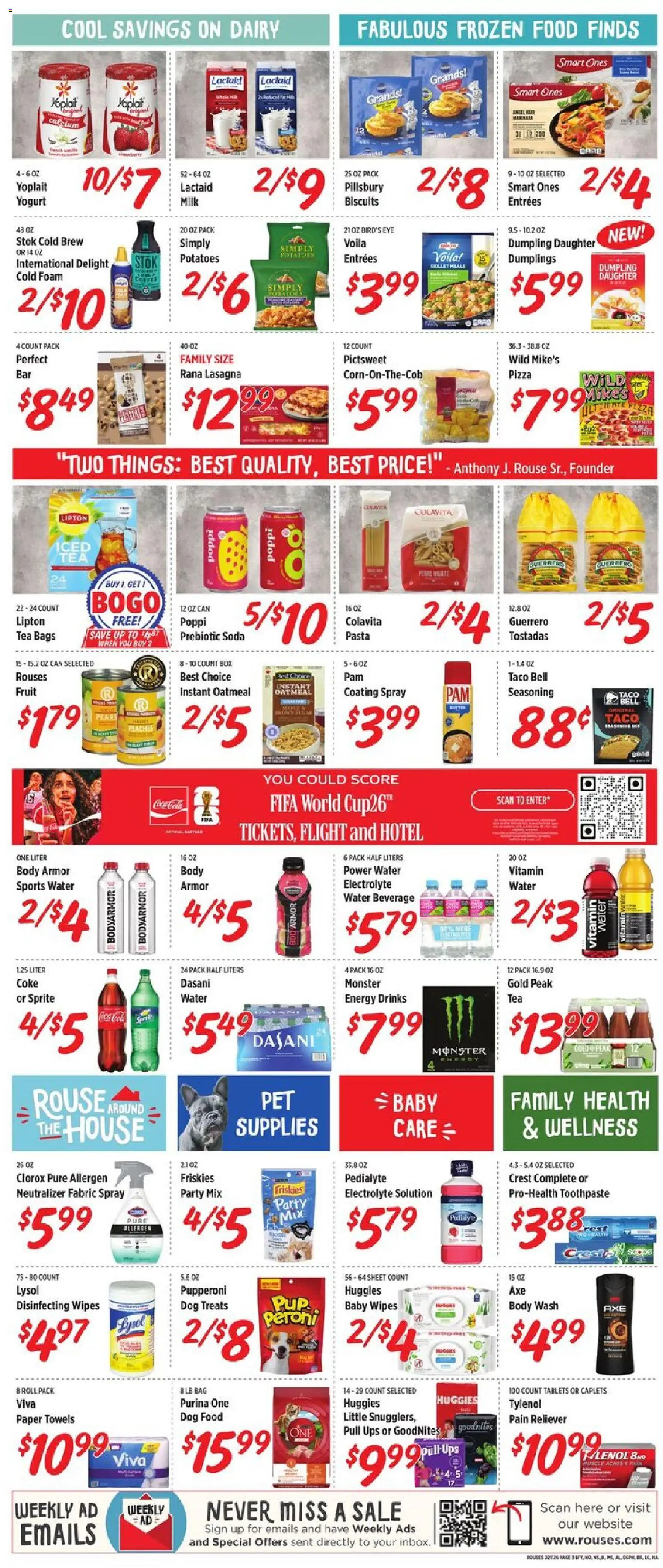 Rouses Weekly Ad - AL - valid from 11.02.2026 | Page: 7 | Products: Dog Treats, Milk, Pasta, Bag