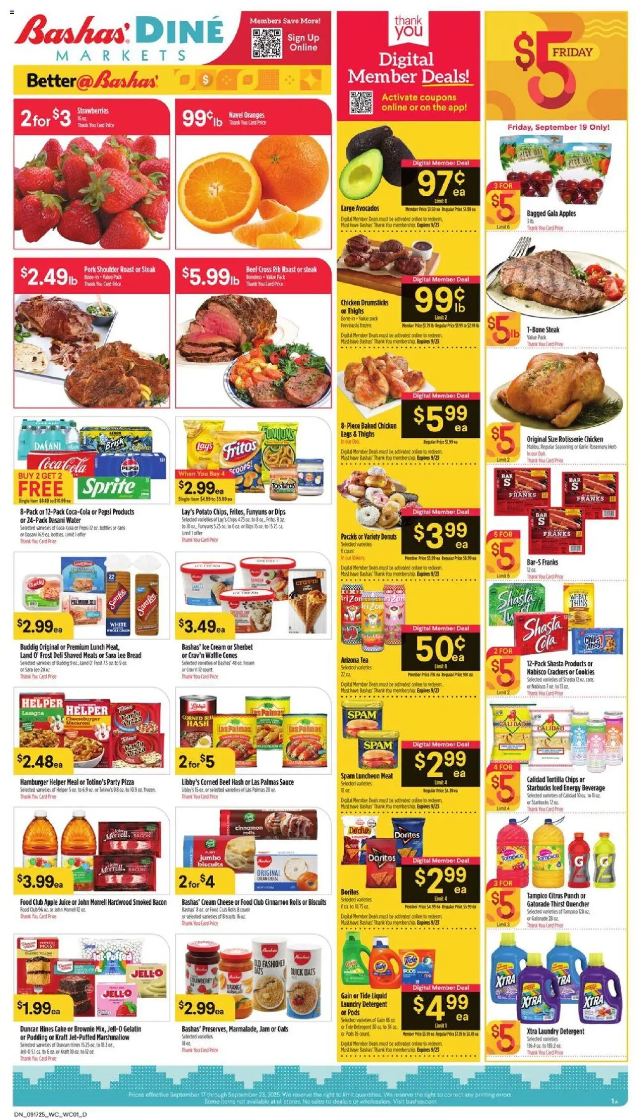 Basha's Dine - valid from 17.09.2025 | Page: 1 | Products: Apples, Detergent, Cream, Ice cream